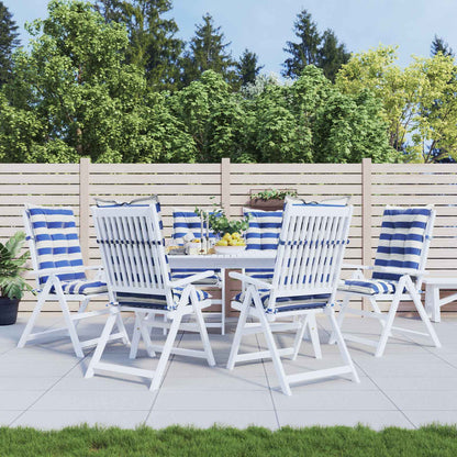 Outdoor-Kissen 6 Stk. Stoff Blau und Weiß 120 x 50 x 7 cm