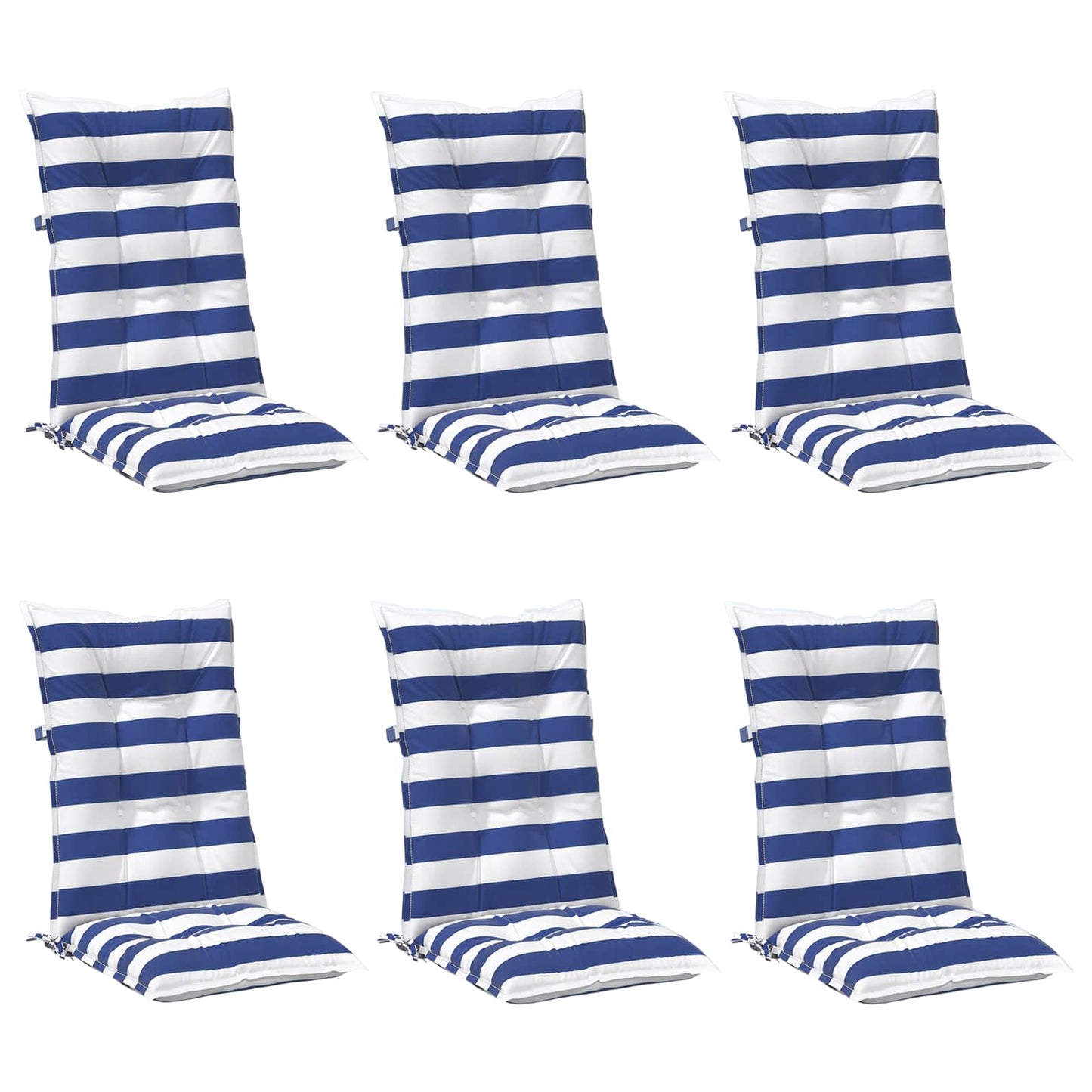 Outdoor-Kissen 6 Stk. Stoff Blau und Weiß 120 x 50 x 7 cm