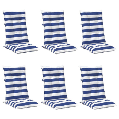 Outdoor-Kissen 6 Stk. Stoff Blau und Weiß 120 x 50 x 7 cm