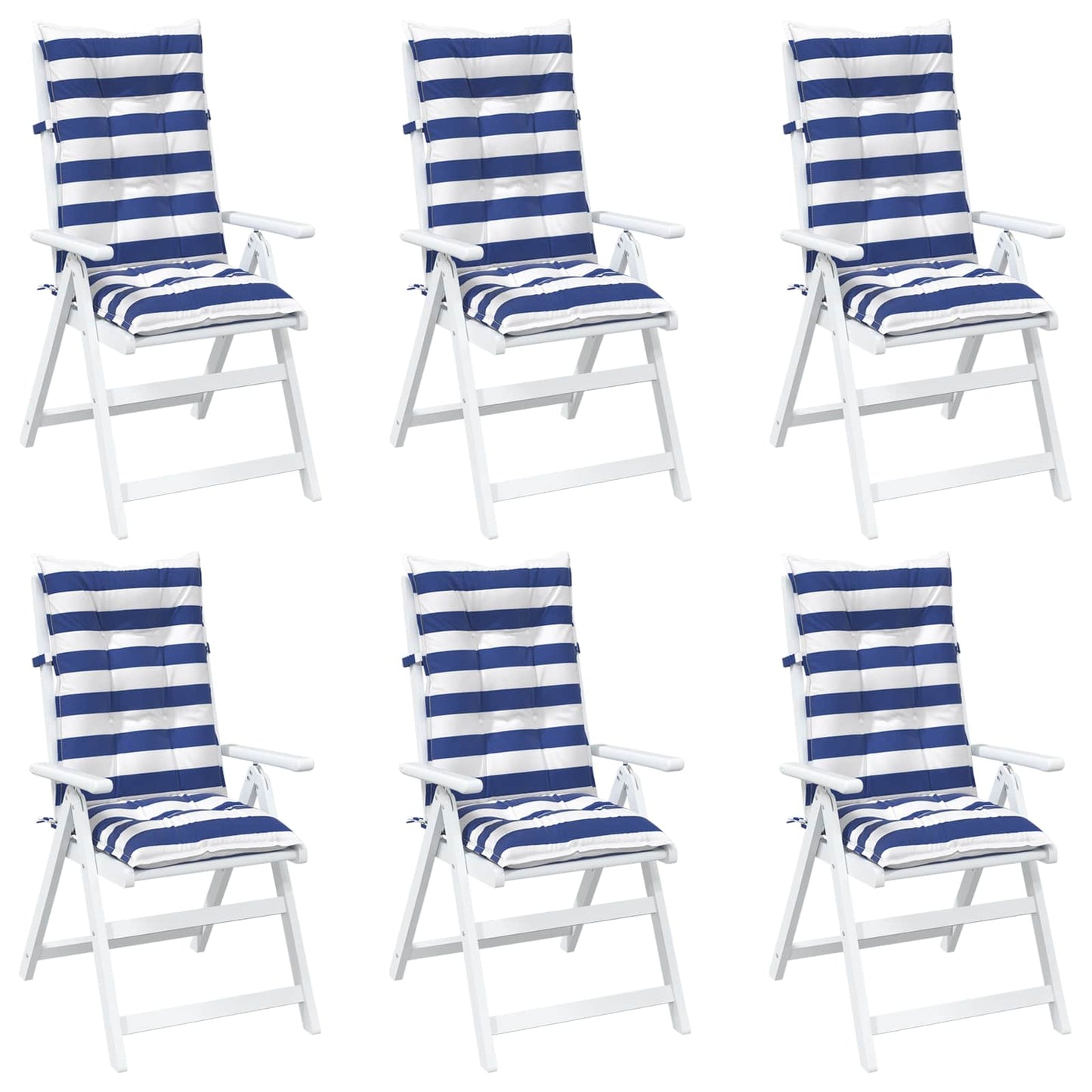 Outdoor-Kissen 6 Stk. Stoff Blau und Weiß 120 x 50 x 7 cm