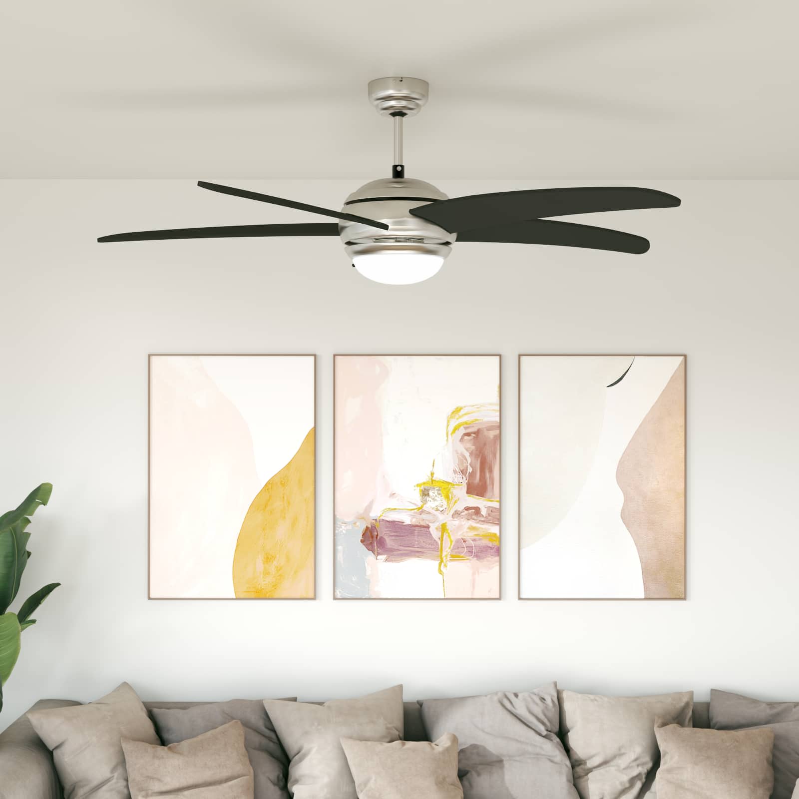 Deckenventilator mit Licht und Fernbedienung Ø 130 cm Schwarz
