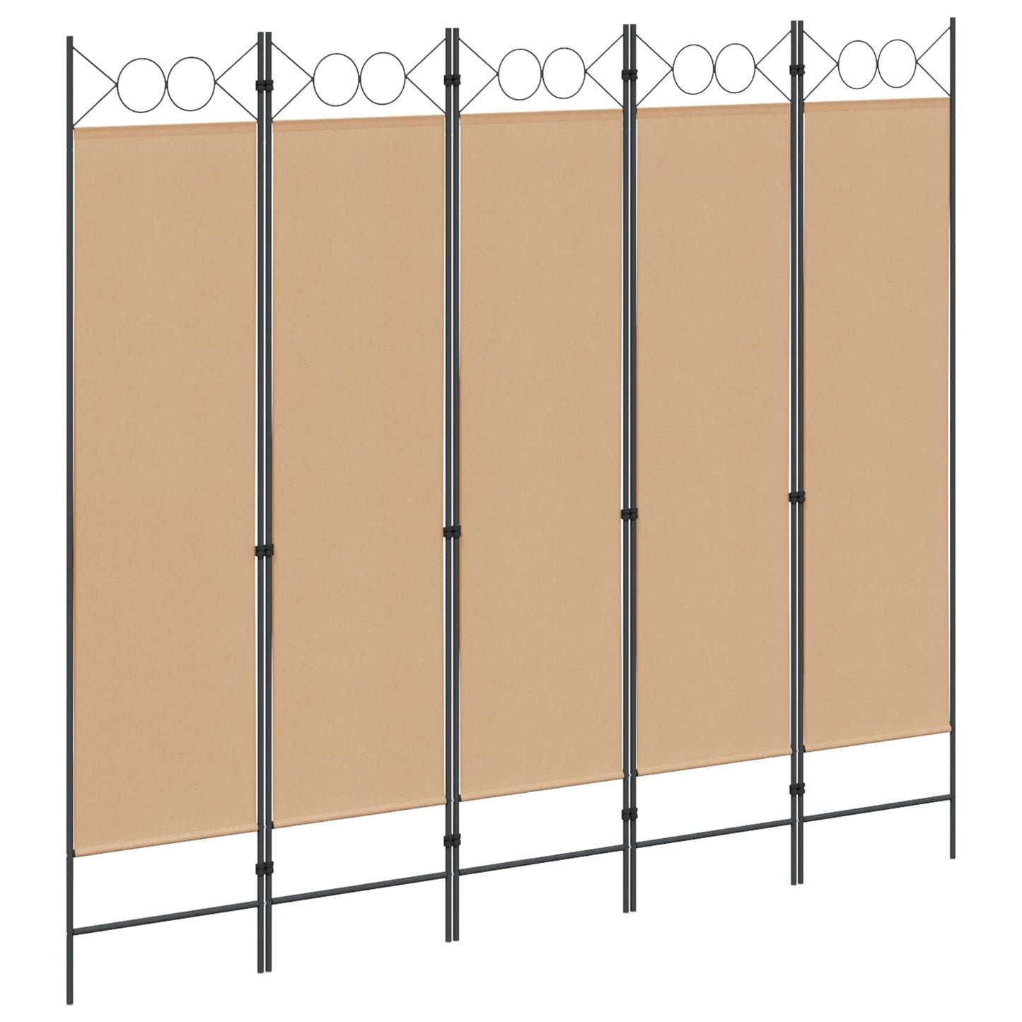 5-Panel Room Divider Beige 200 x 180 cm Stoff