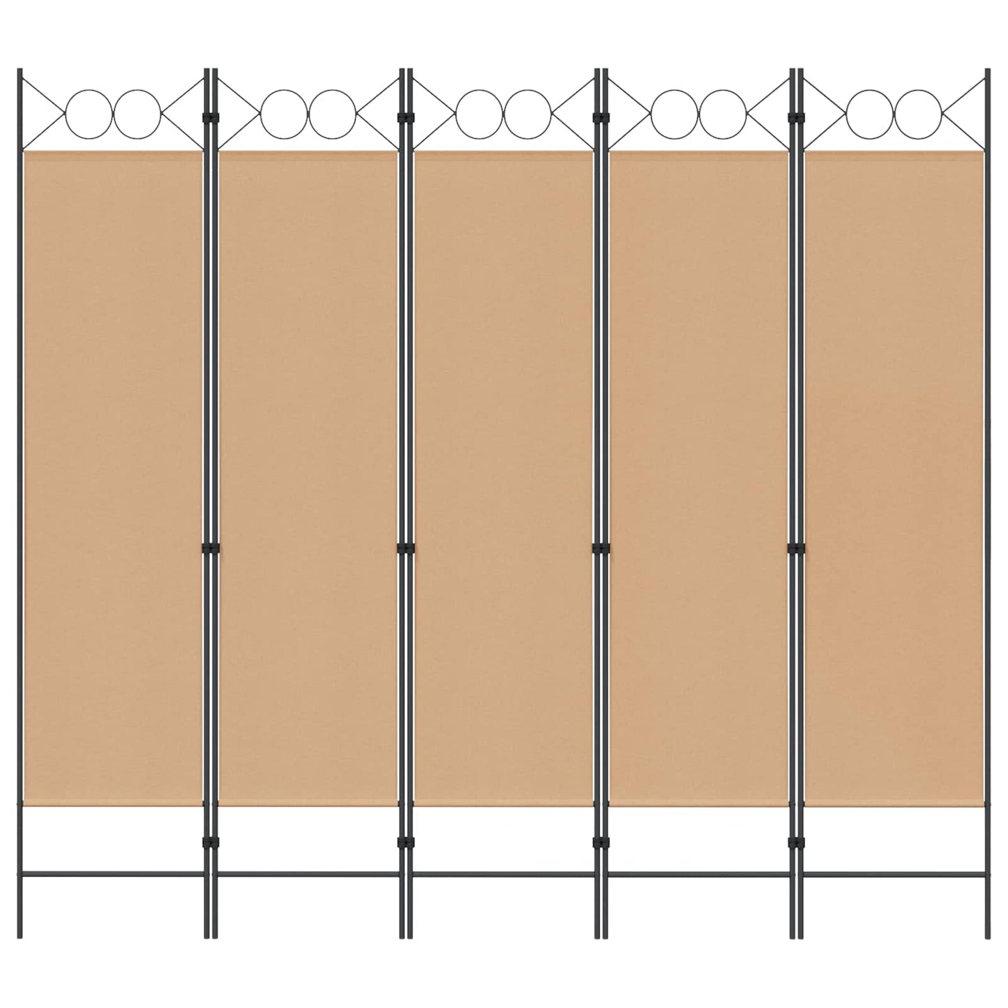 5-Panel Room Divider Beige 200 x 180 cm Stoff