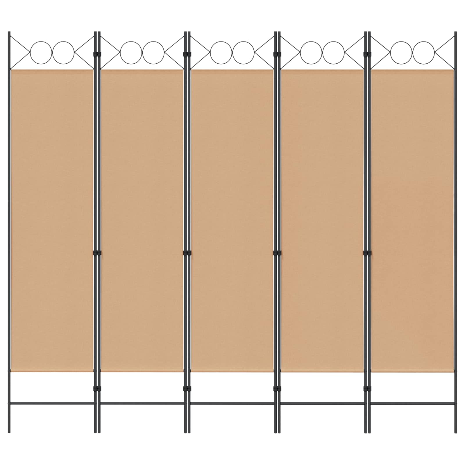 5-Panel Room Divider Beige 200 x 180 cm Stoff