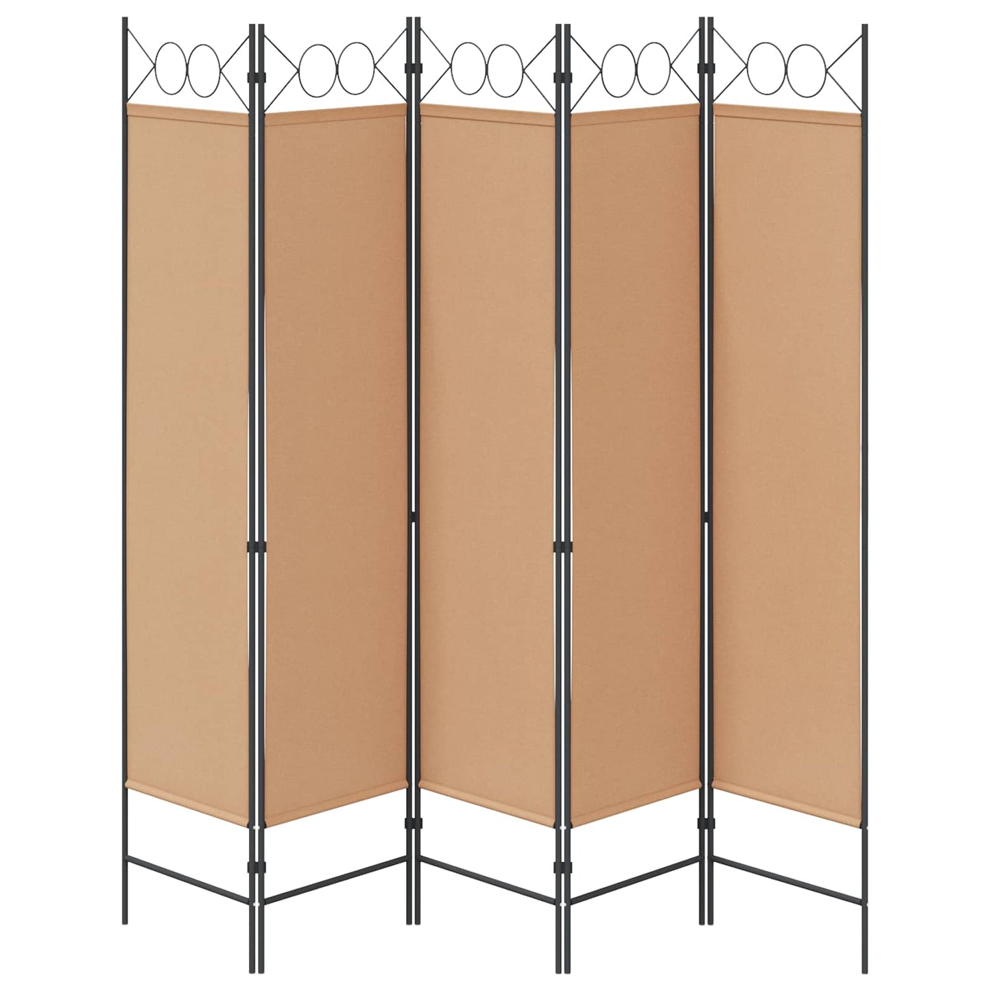5-Panel Room Divider Beige 200 x 180 cm Stoff