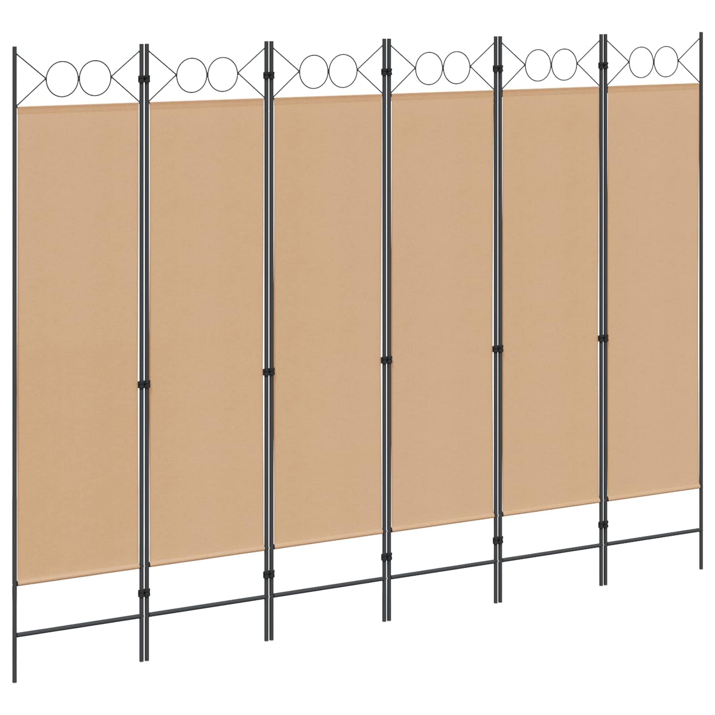 6-teiliger Raumtrenner Beige 240 x 180 cm Stoff
