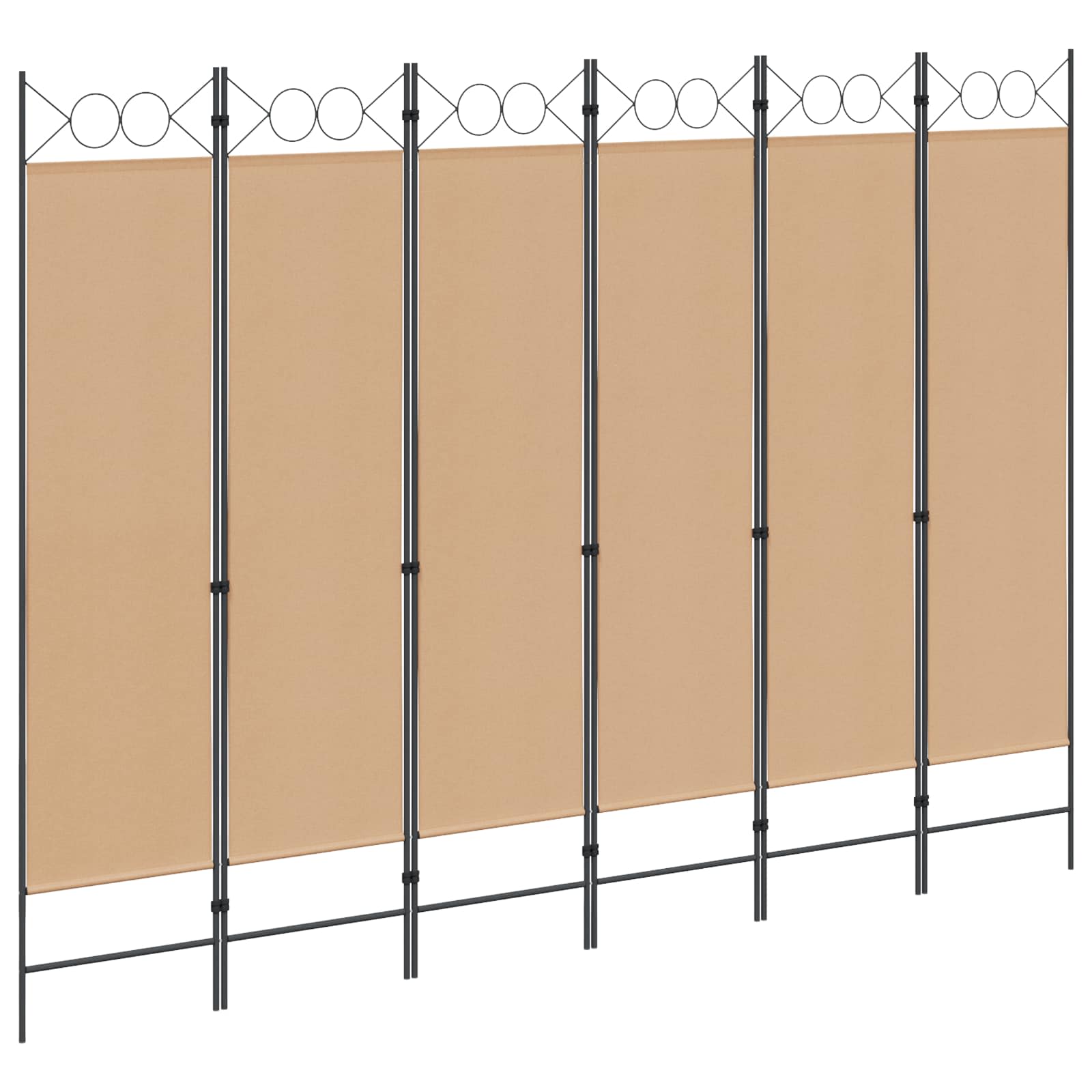 6-teiliger Raumtrenner Beige 240 x 180 cm Stoff