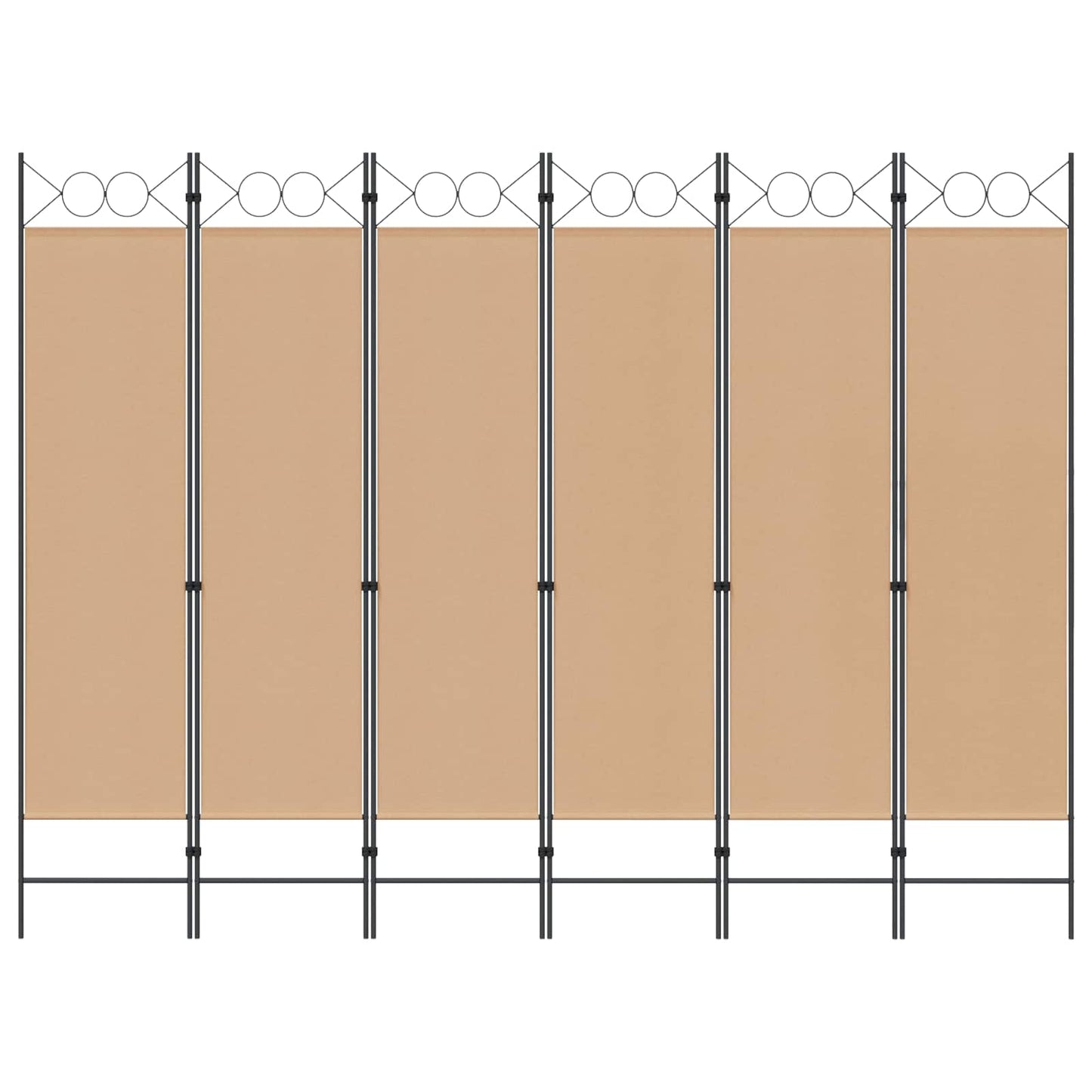 6-teiliger Raumtrenner Beige 240 x 180 cm Stoff