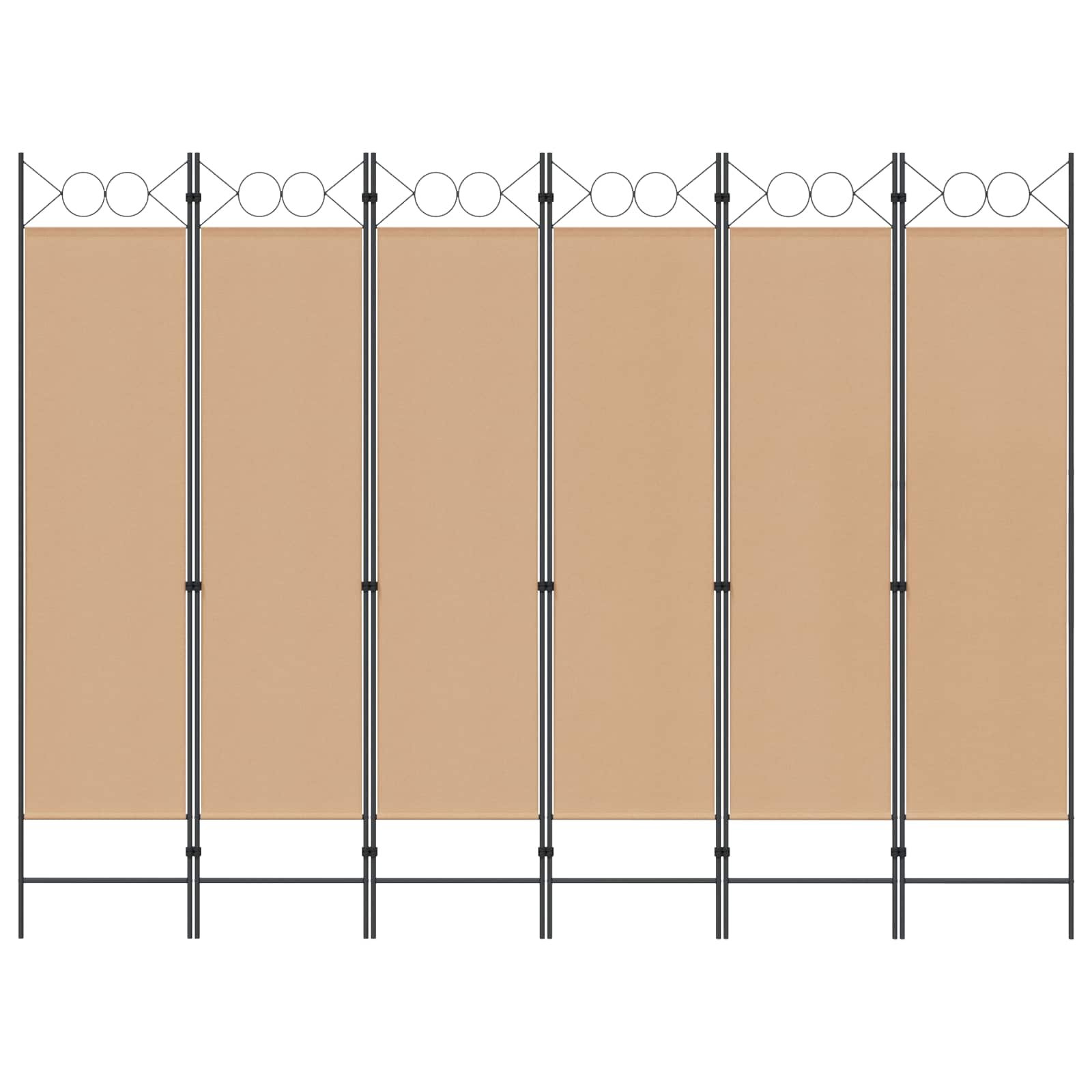 6-teiliger Raumtrenner Beige 240 x 180 cm Stoff
