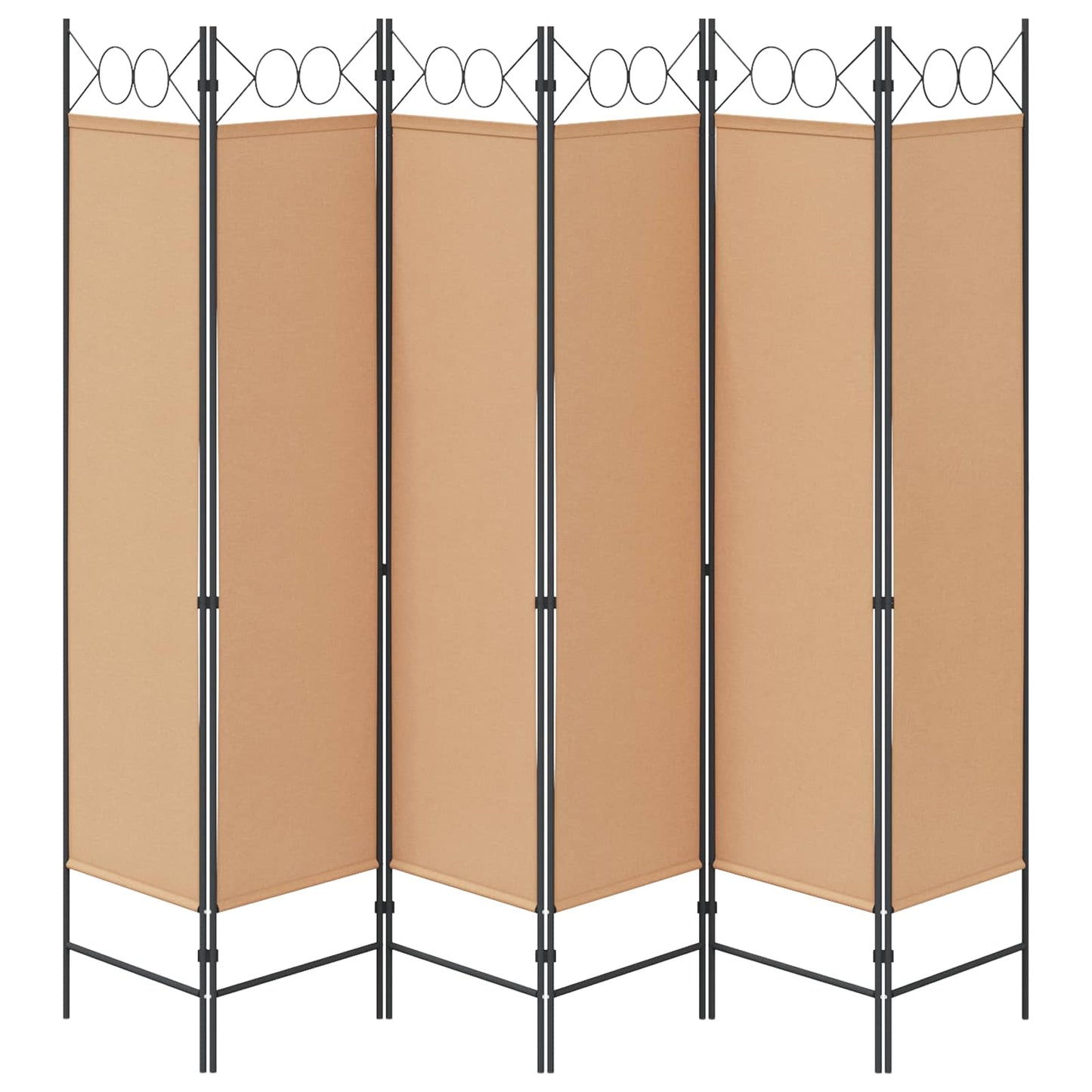 6-teiliger Raumtrenner Beige 240 x 180 cm Stoff