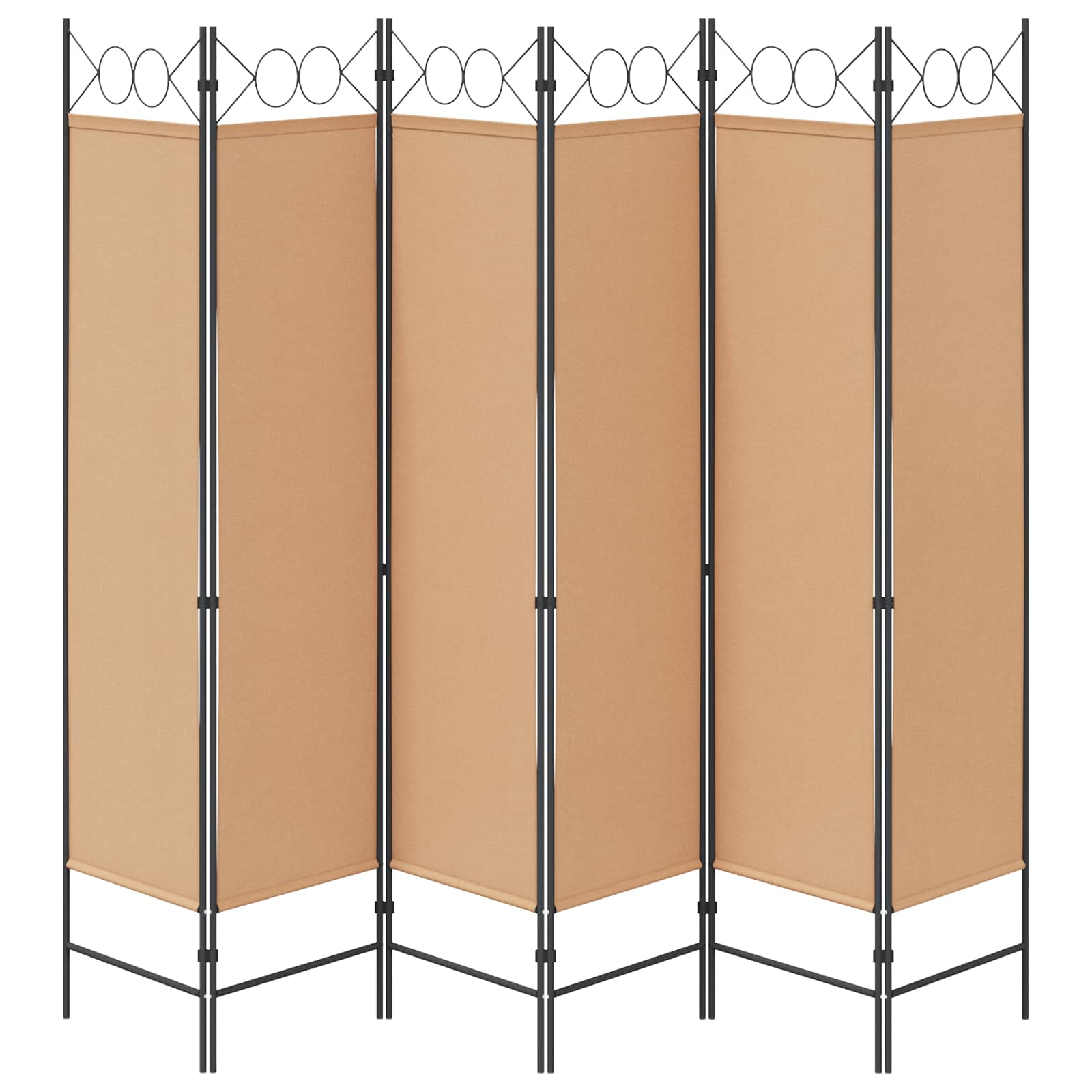 6-teiliger Raumtrenner Beige 240 x 180 cm Stoff
