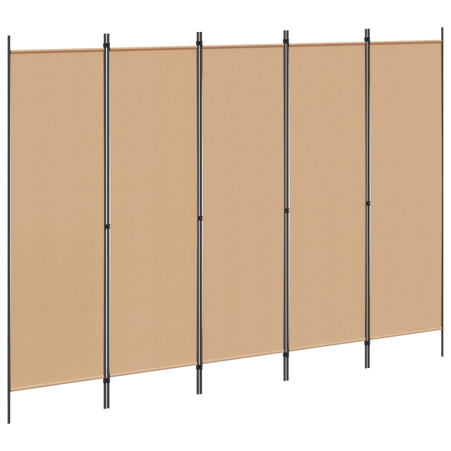 5-teiliger Raumteiler Beige 250 x 180 cm Stoff