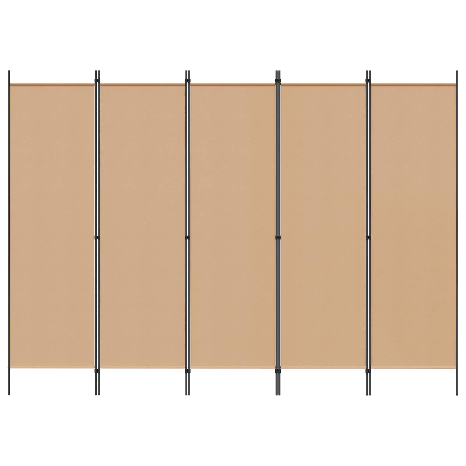5-teiliger Raumteiler Beige 250 x 180 cm Stoff