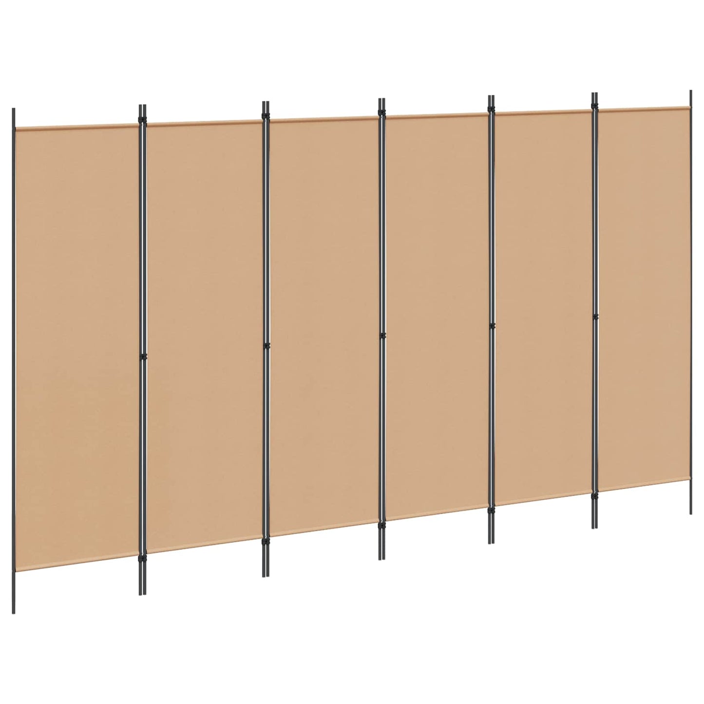6-teiliger Raumtrenner Beige 300 x 180 cm Stoff