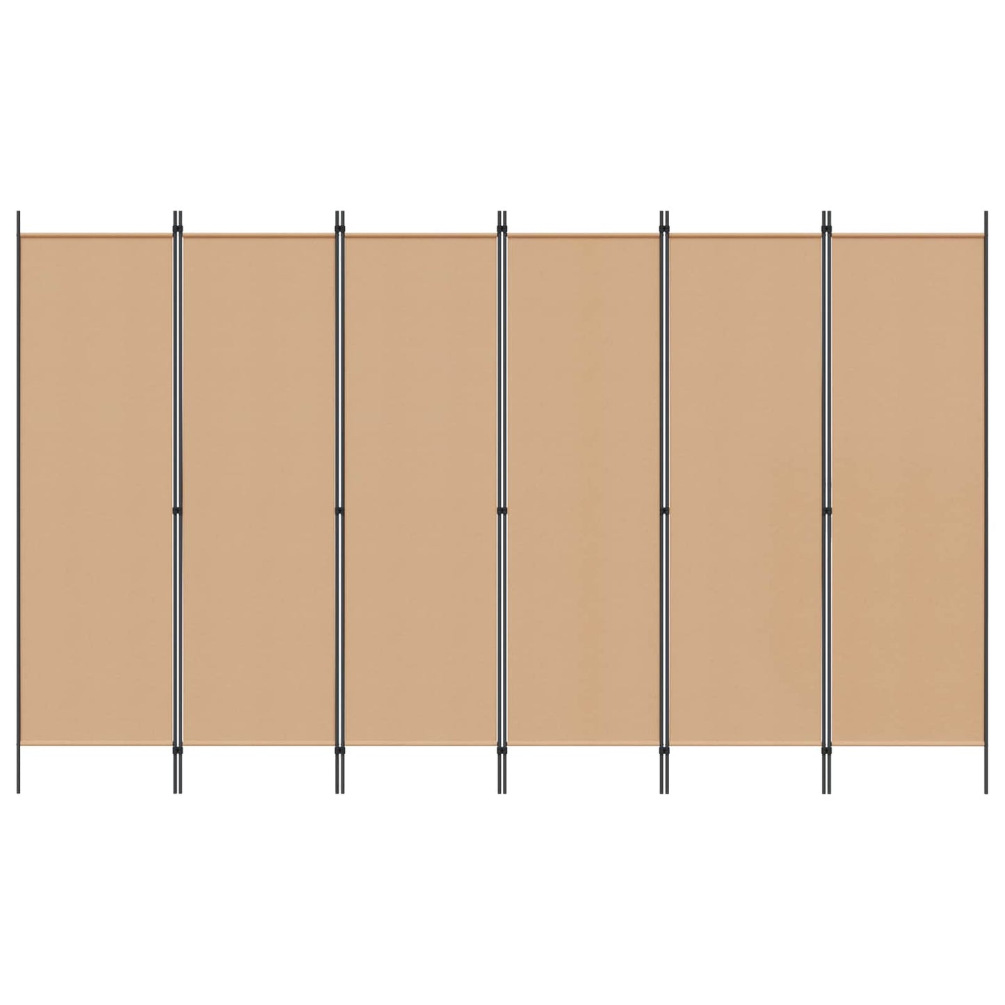 6-teiliger Raumtrenner Beige 300 x 180 cm Stoff