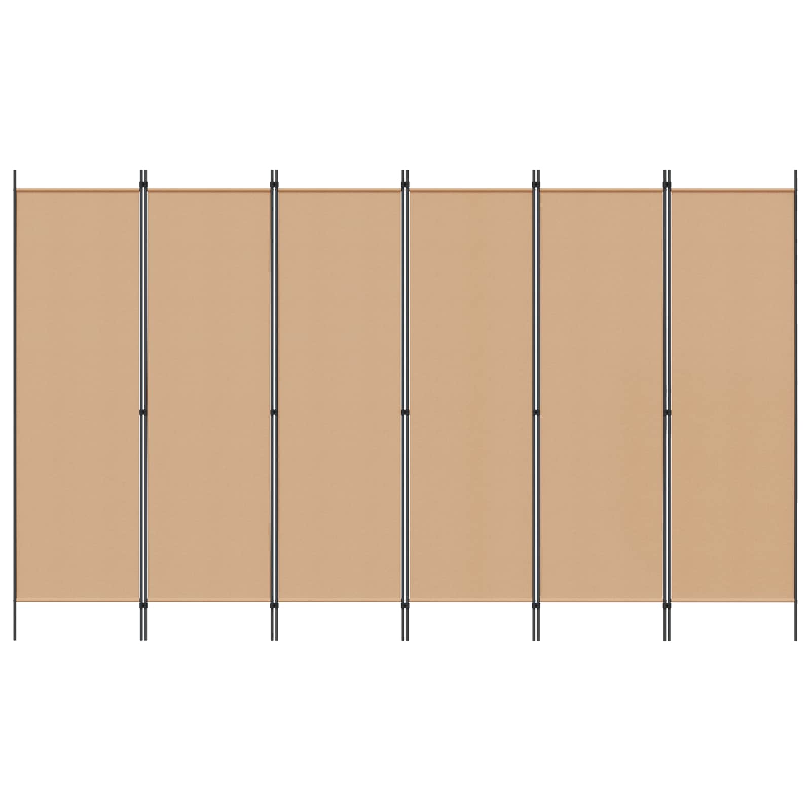 6-teiliger Raumtrenner Beige 300 x 180 cm Stoff