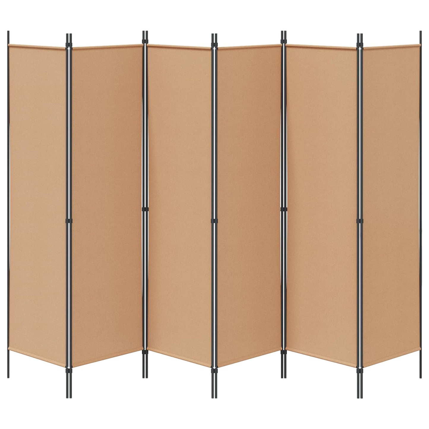 6-teiliger Raumtrenner Beige 300 x 180 cm Stoff