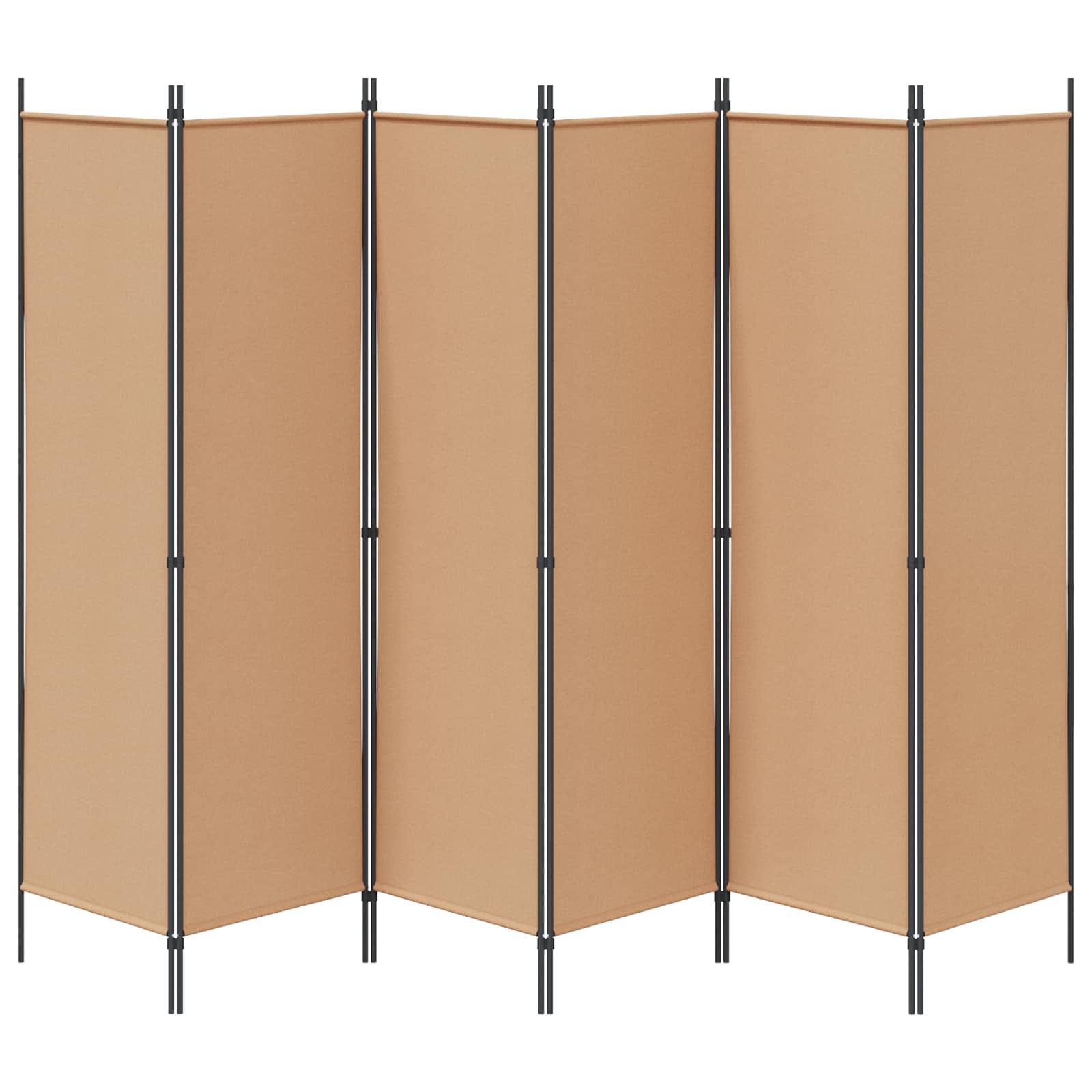 6-teiliger Raumtrenner Beige 300 x 180 cm Stoff