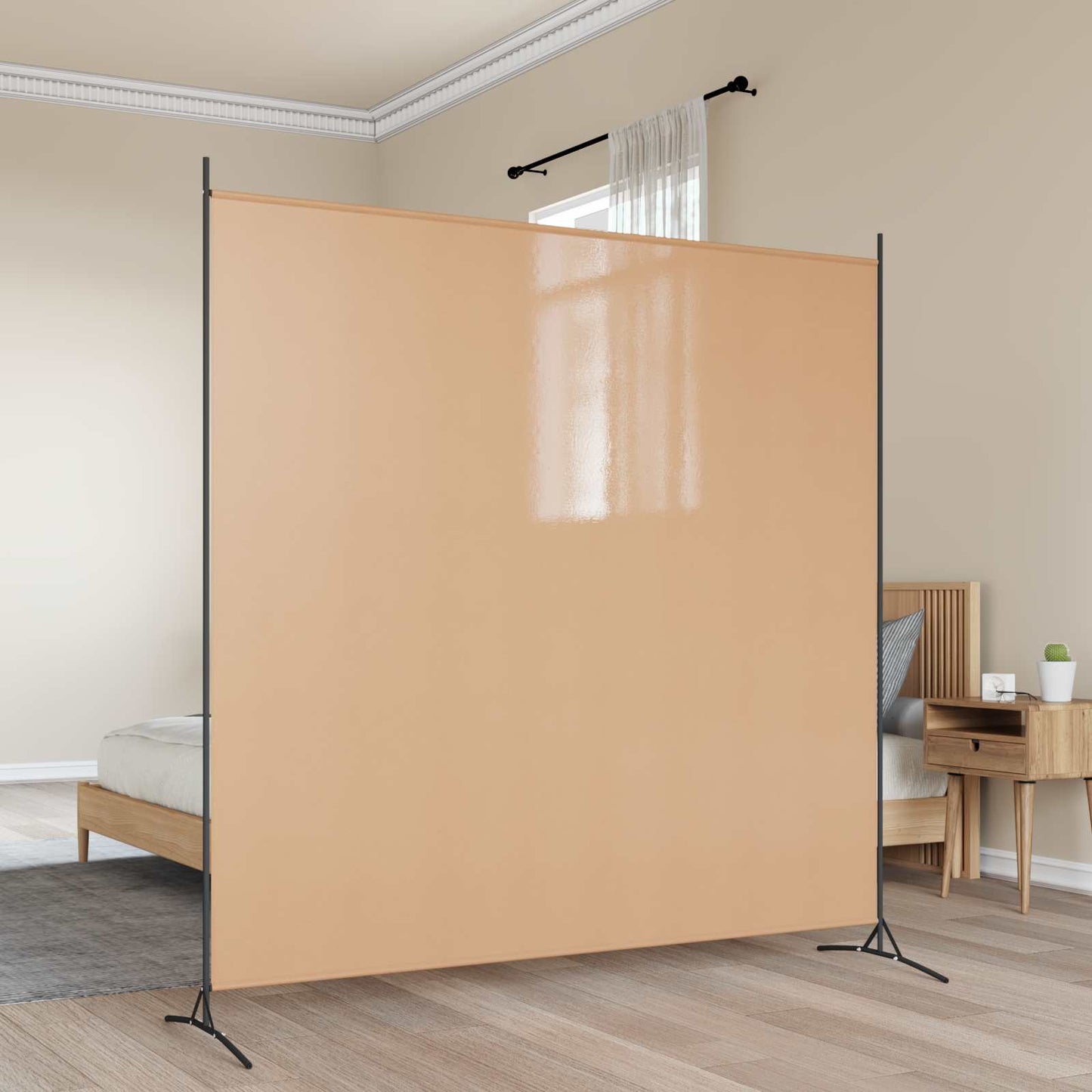Einzel Panel Raumteiler Beige 175 x 180 cm Stoff
