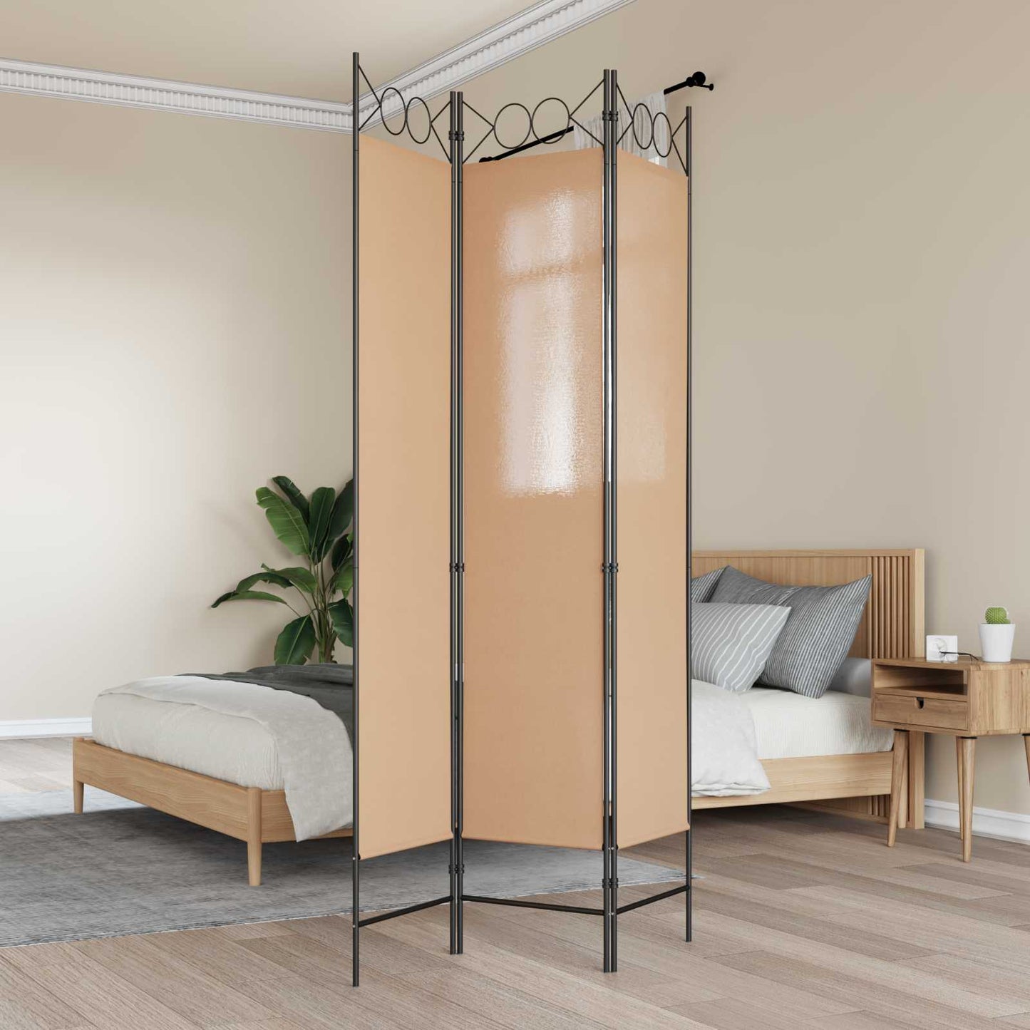 3-teiliger Raumteiler Beige 120 x 200 cm Stoff