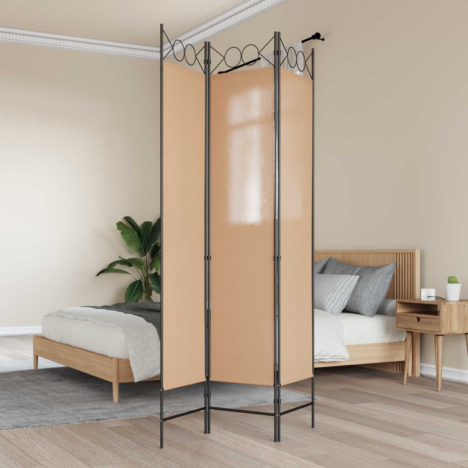 3-teiliger Raumteiler Beige 120 x 200 cm Stoff
