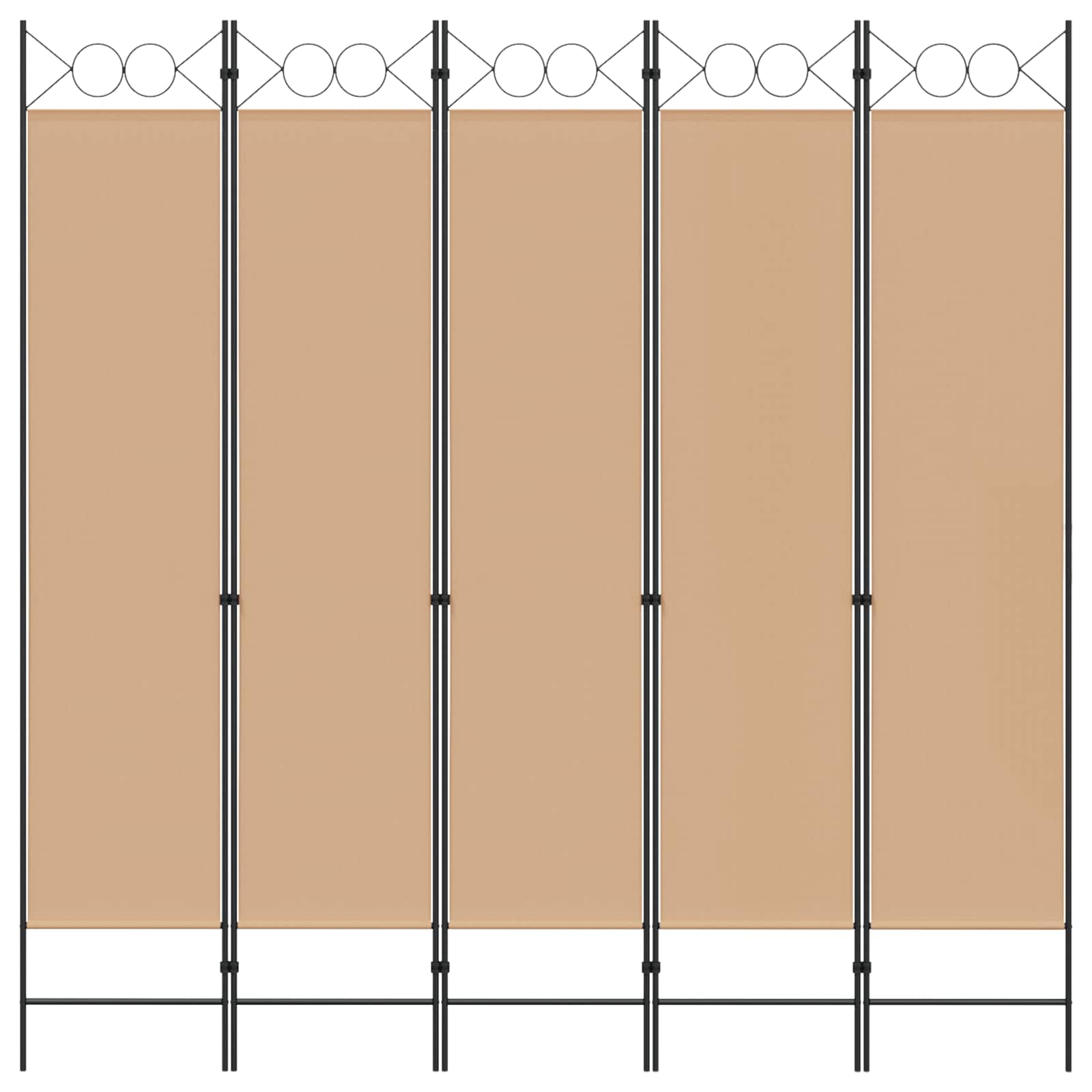 5-teiliger Raumteiler Beige 200 x 200 cm Stoff