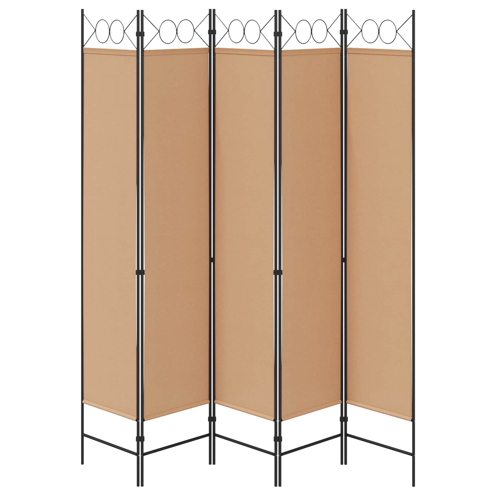 5-teiliger Raumteiler Beige 200 x 200 cm Stoff