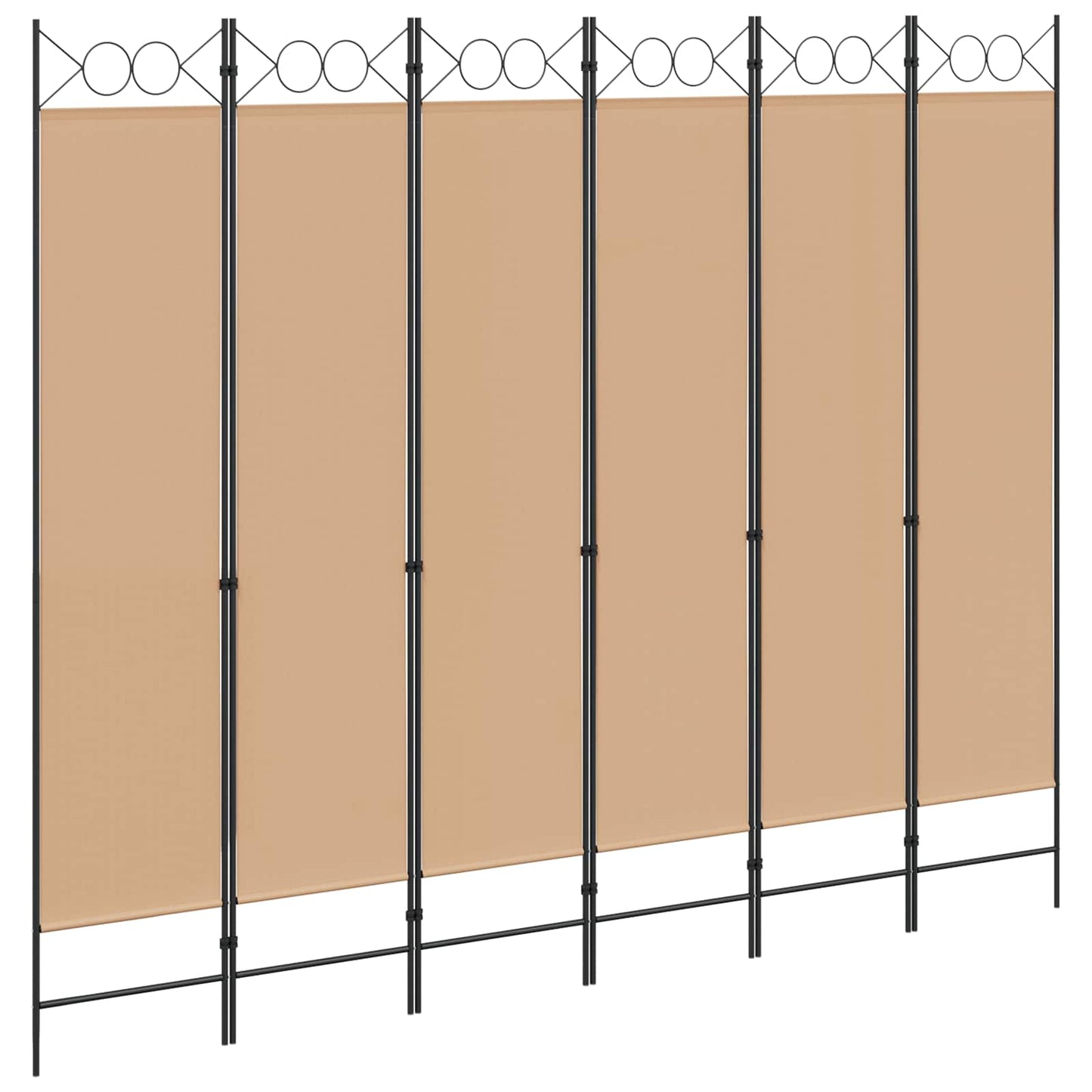6-teiliger Raumtrenner Beige 240 x 200 cm Stoff