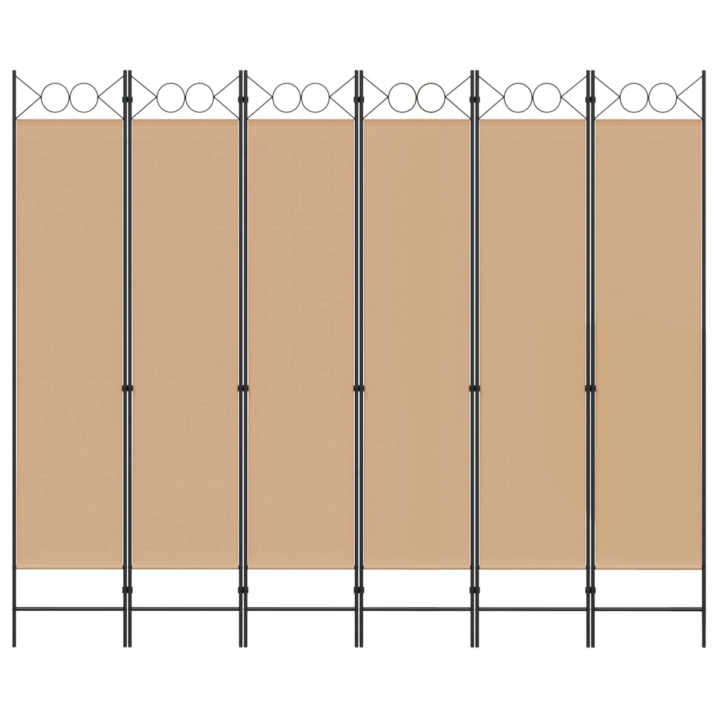6-teiliger Raumtrenner Beige 240 x 200 cm Stoff