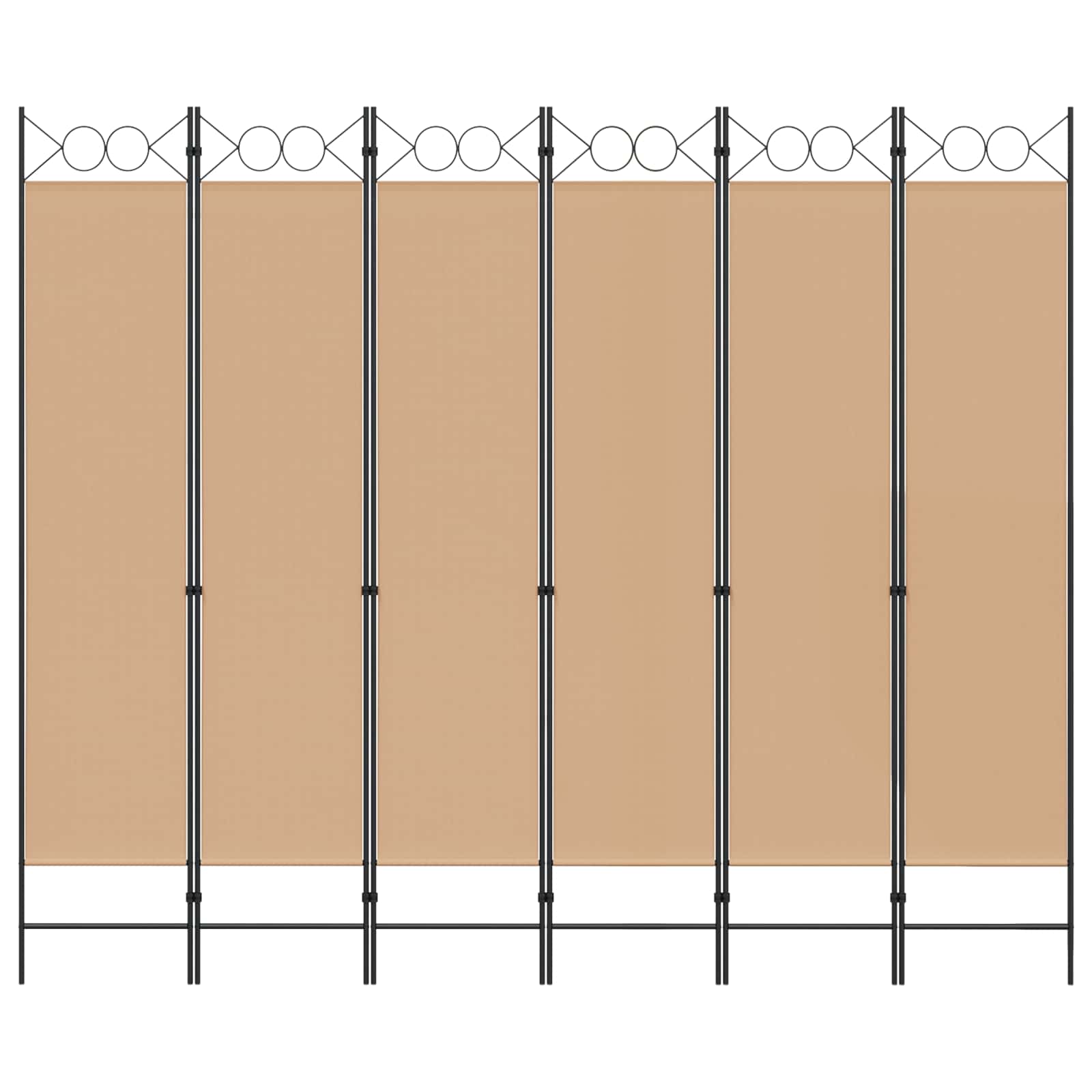 6-teiliger Raumtrenner Beige 240 x 200 cm Stoff