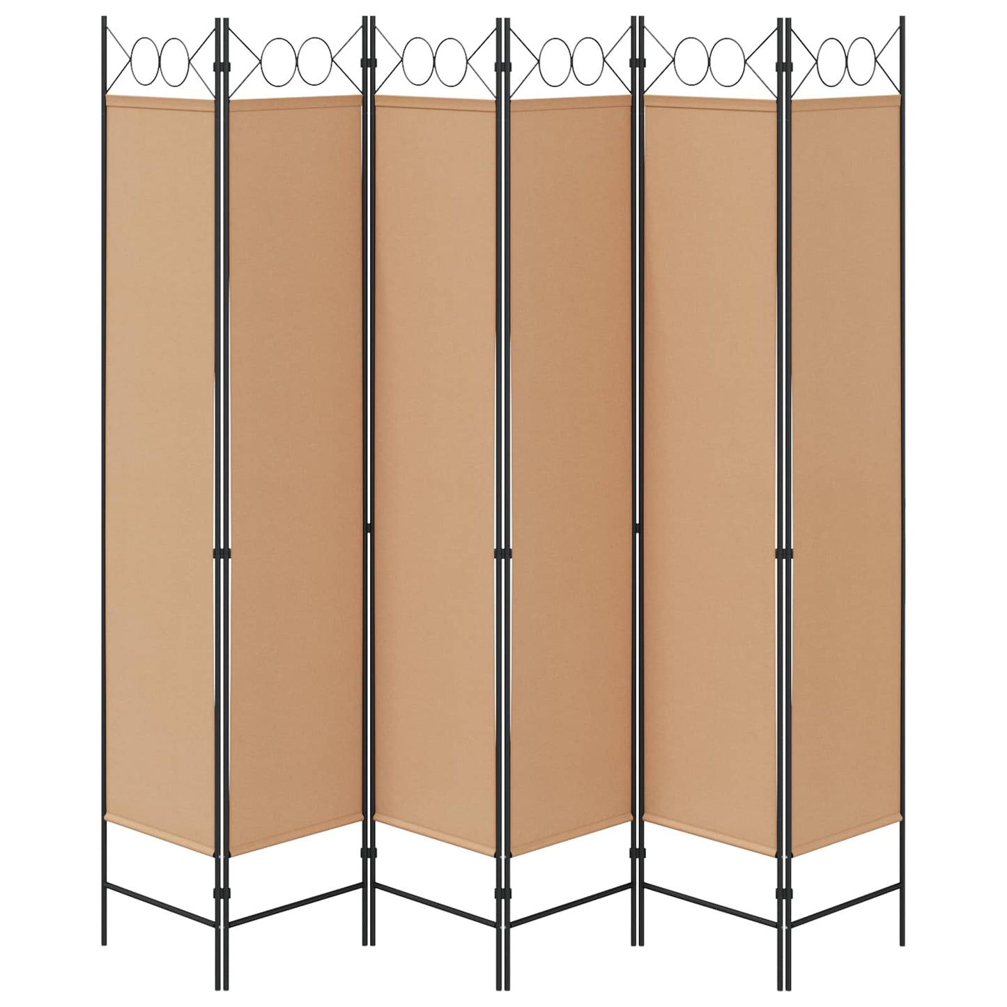 6-teiliger Raumtrenner Beige 240 x 200 cm Stoff