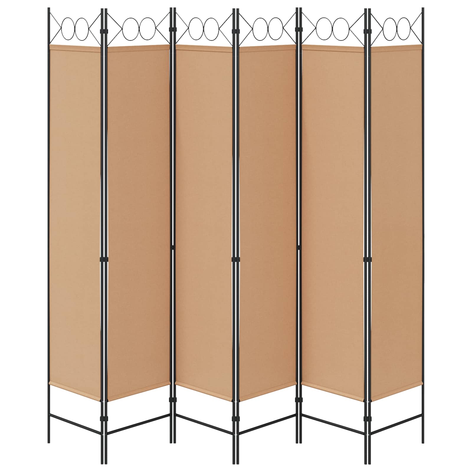 6-teiliger Raumtrenner Beige 240 x 200 cm Stoff