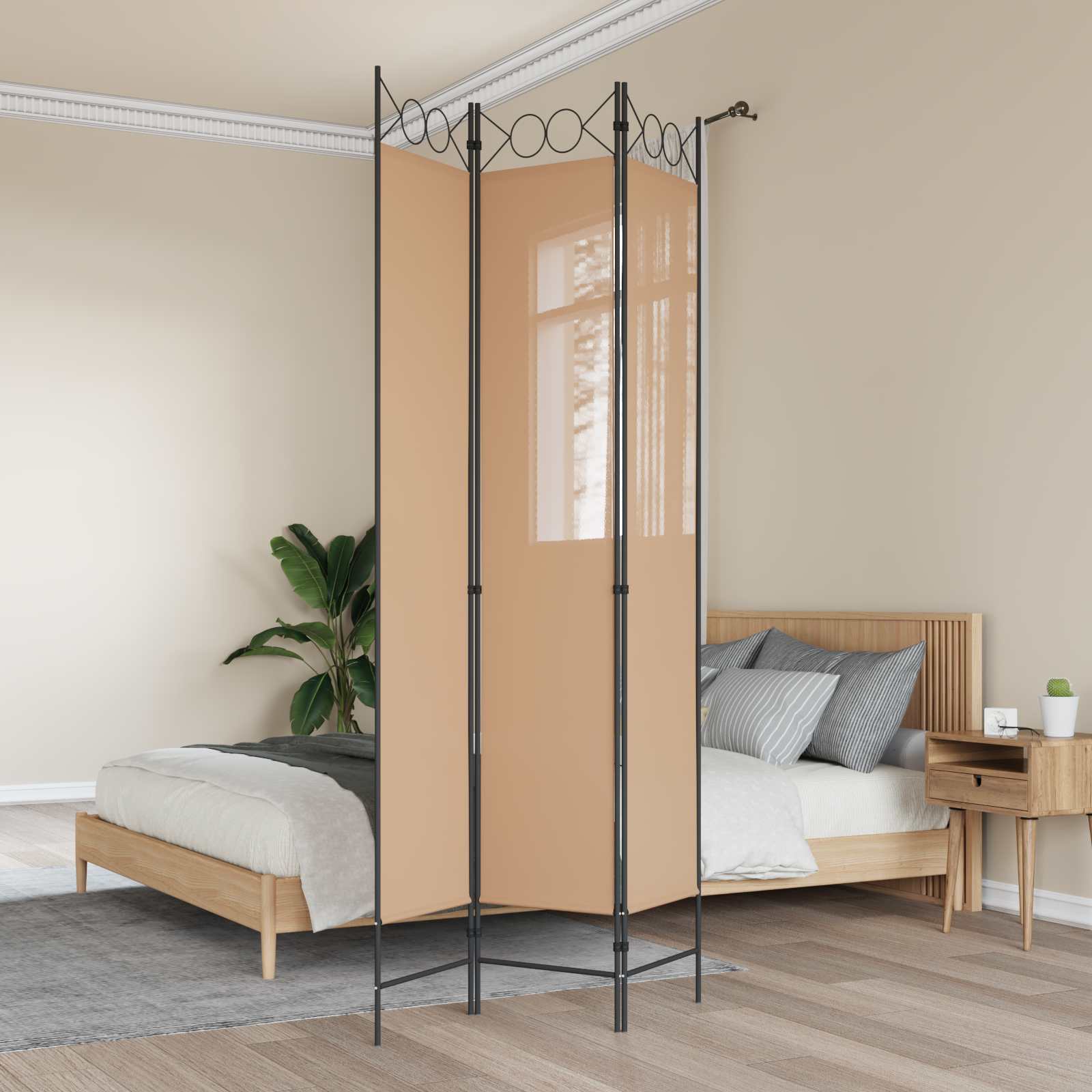 3-teiliger Raumteiler Beige 120 x 220 cm Stoff