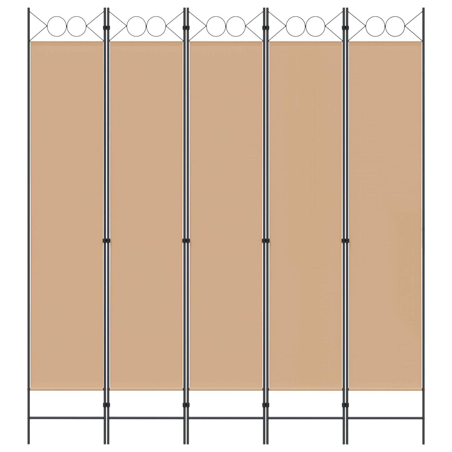 5-teiliger Raumteiler Beige 200 x 220 cm Stoff