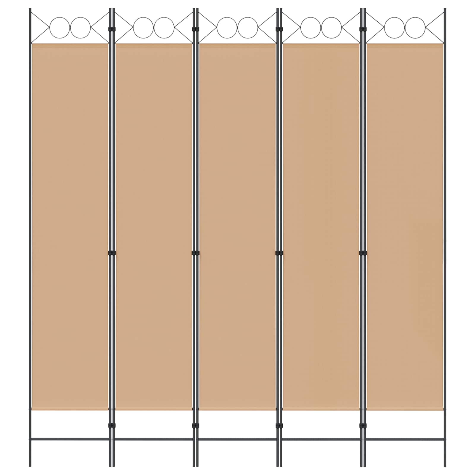 5-teiliger Raumteiler Beige 200 x 220 cm Stoff