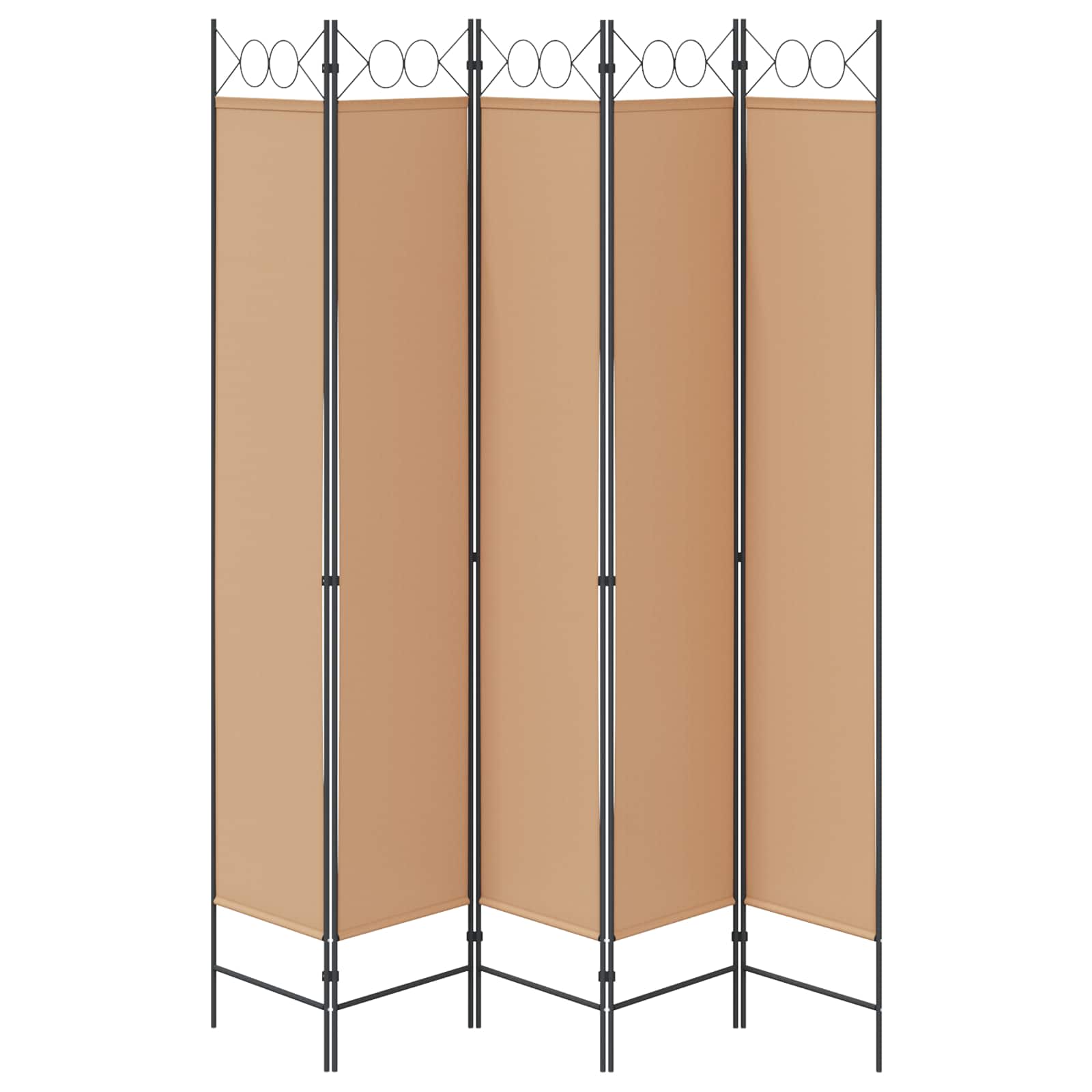 5-teiliger Raumteiler Beige 200 x 220 cm Stoff