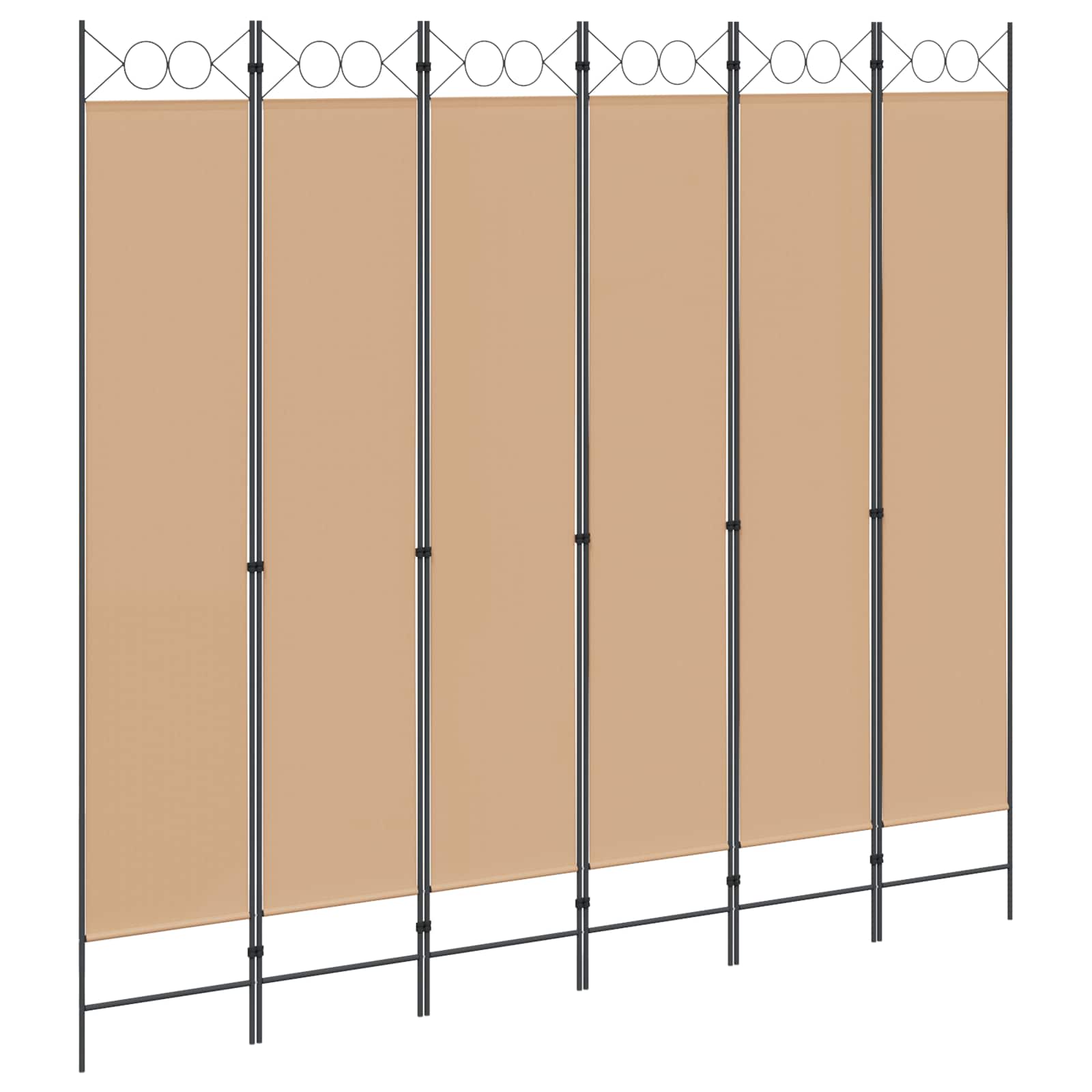6-teiliger Raumtrenner Beige 240 x 220 cm Stoff