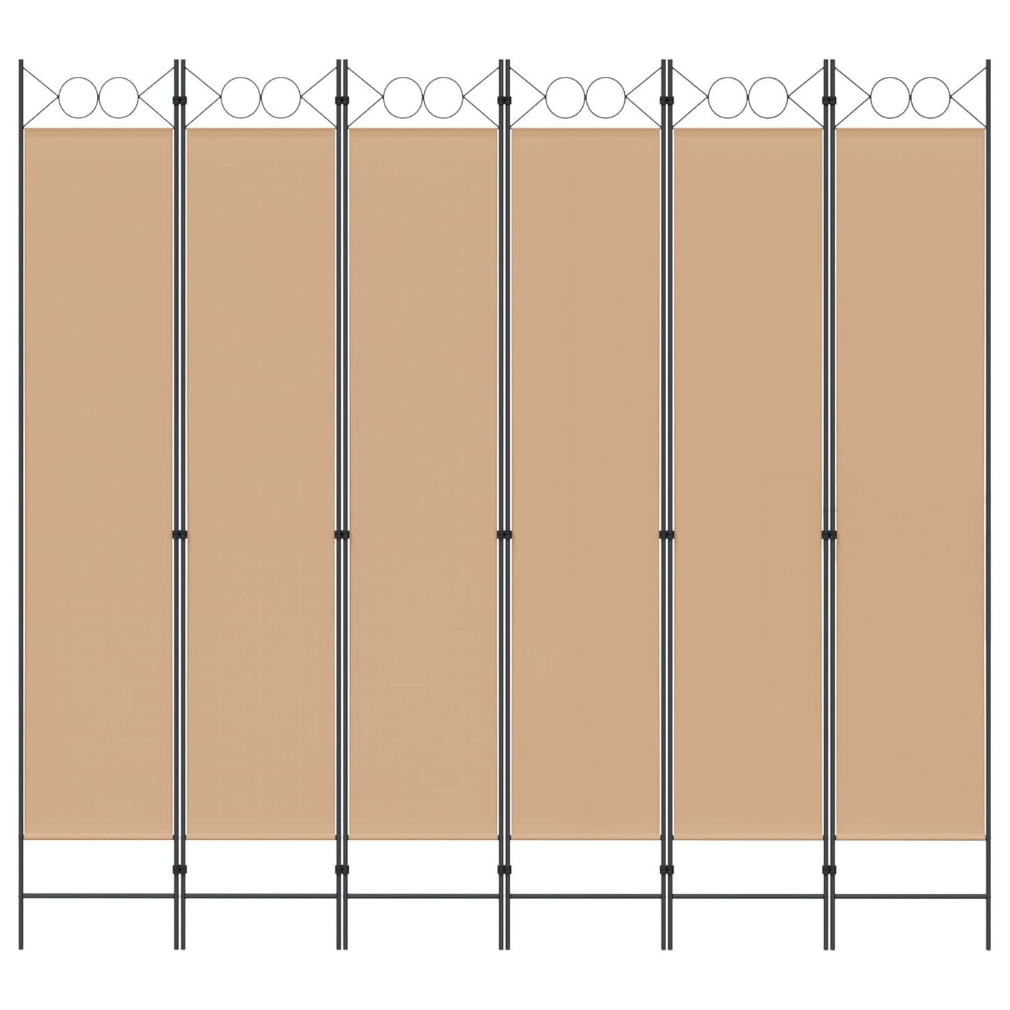 6-teiliger Raumtrenner Beige 240 x 220 cm Stoff