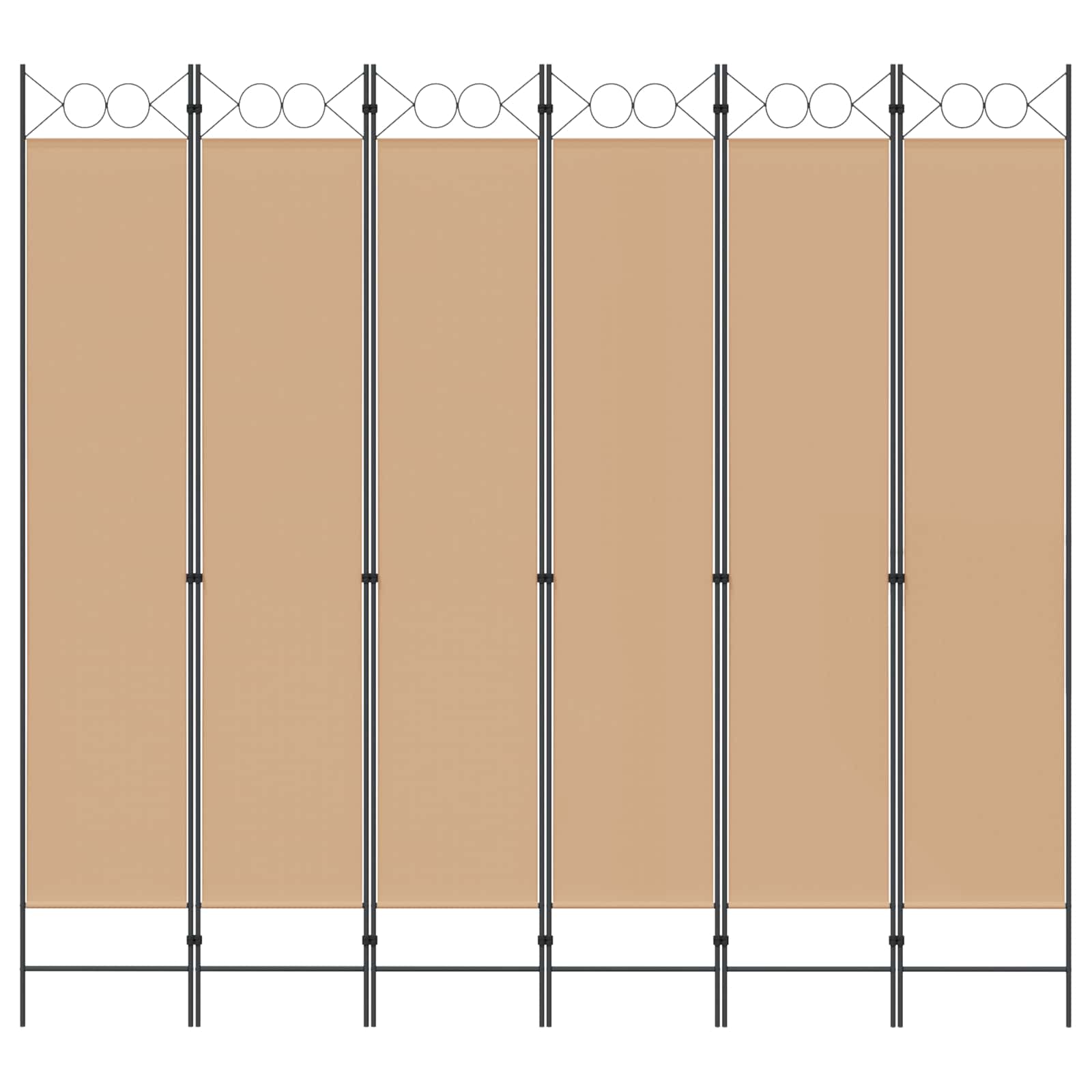 6-teiliger Raumtrenner Beige 240 x 220 cm Stoff