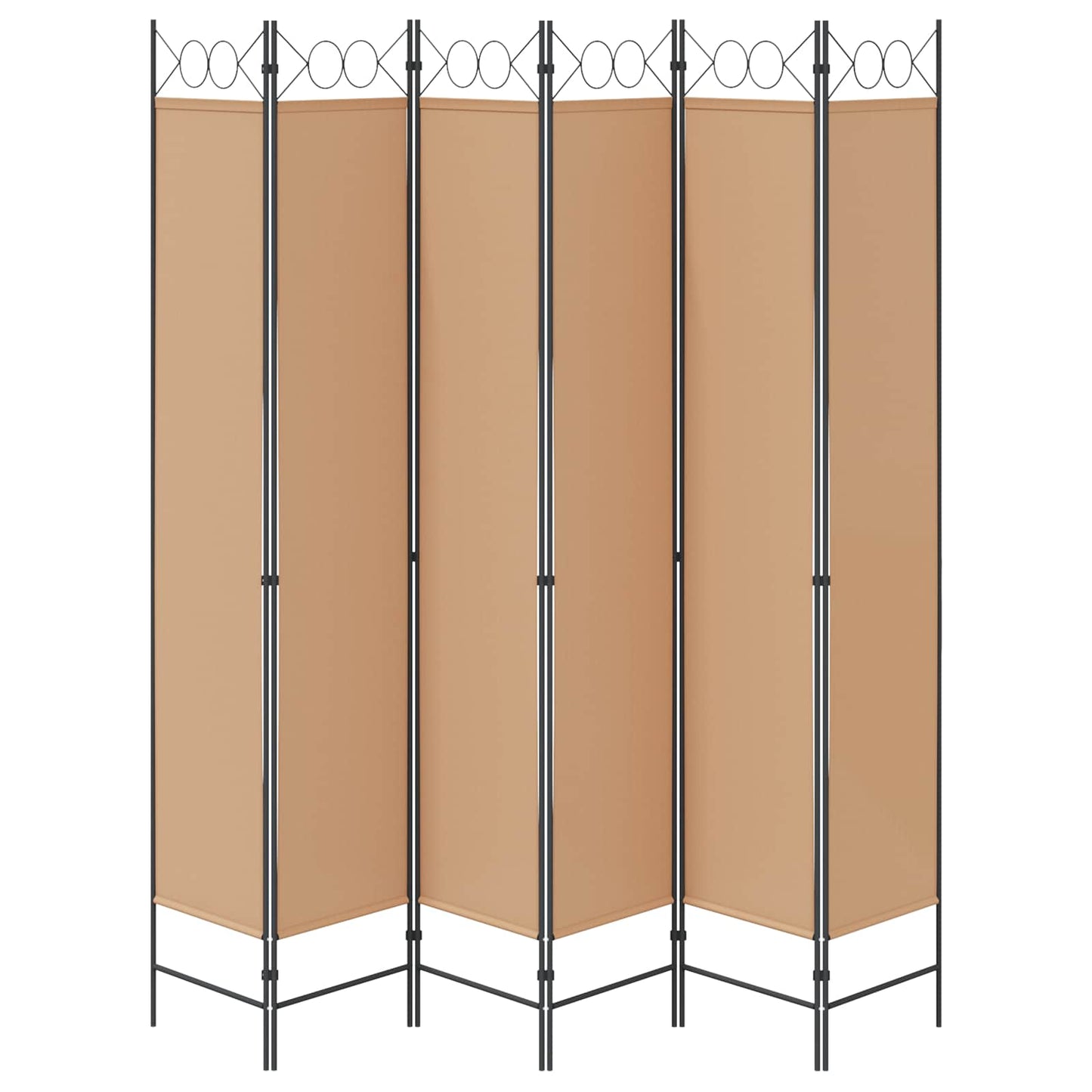 6-teiliger Raumtrenner Beige 240 x 220 cm Stoff