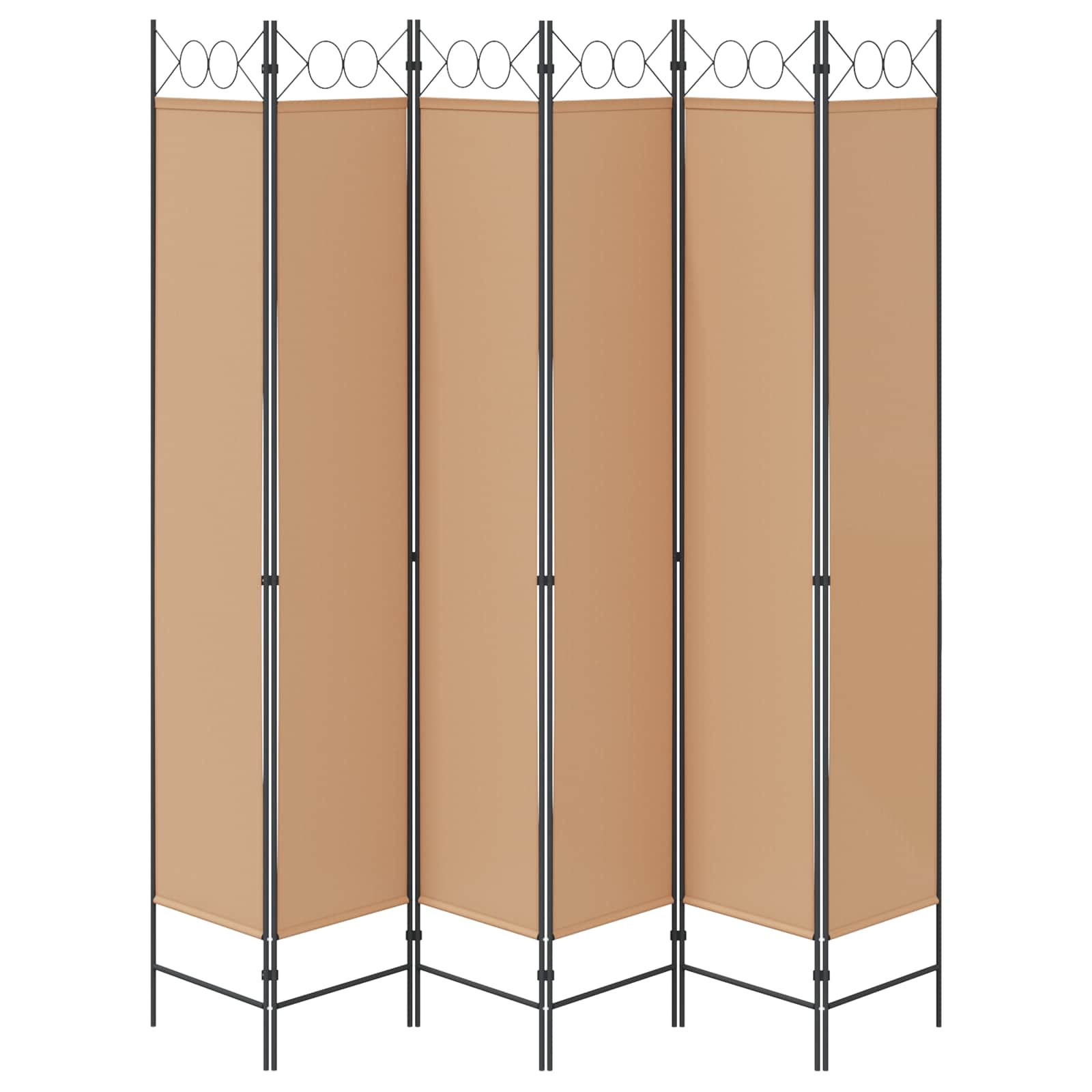 6-teiliger Raumtrenner Beige 240 x 220 cm Stoff