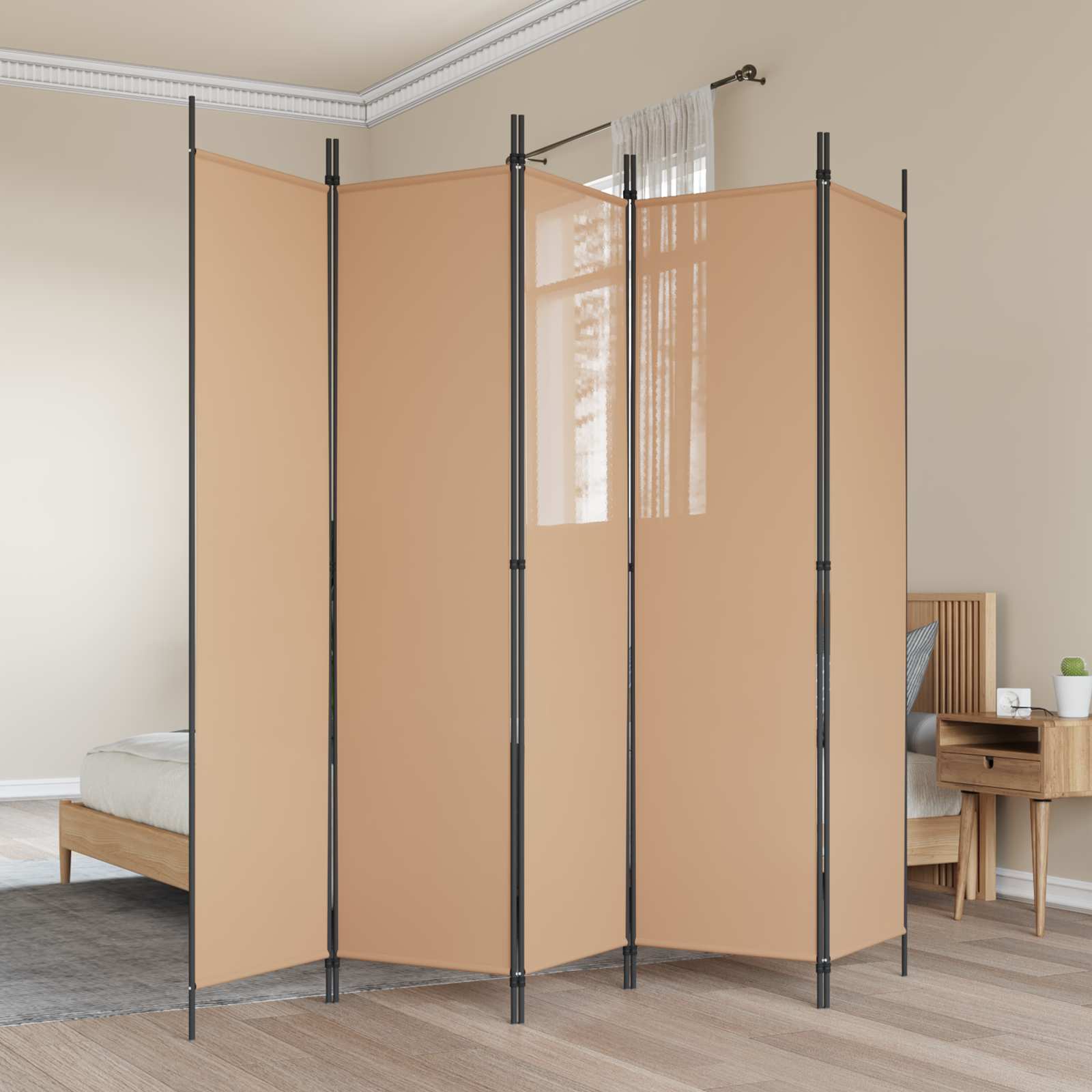 Raumteiler Beige 250 x 200 cm Stoff