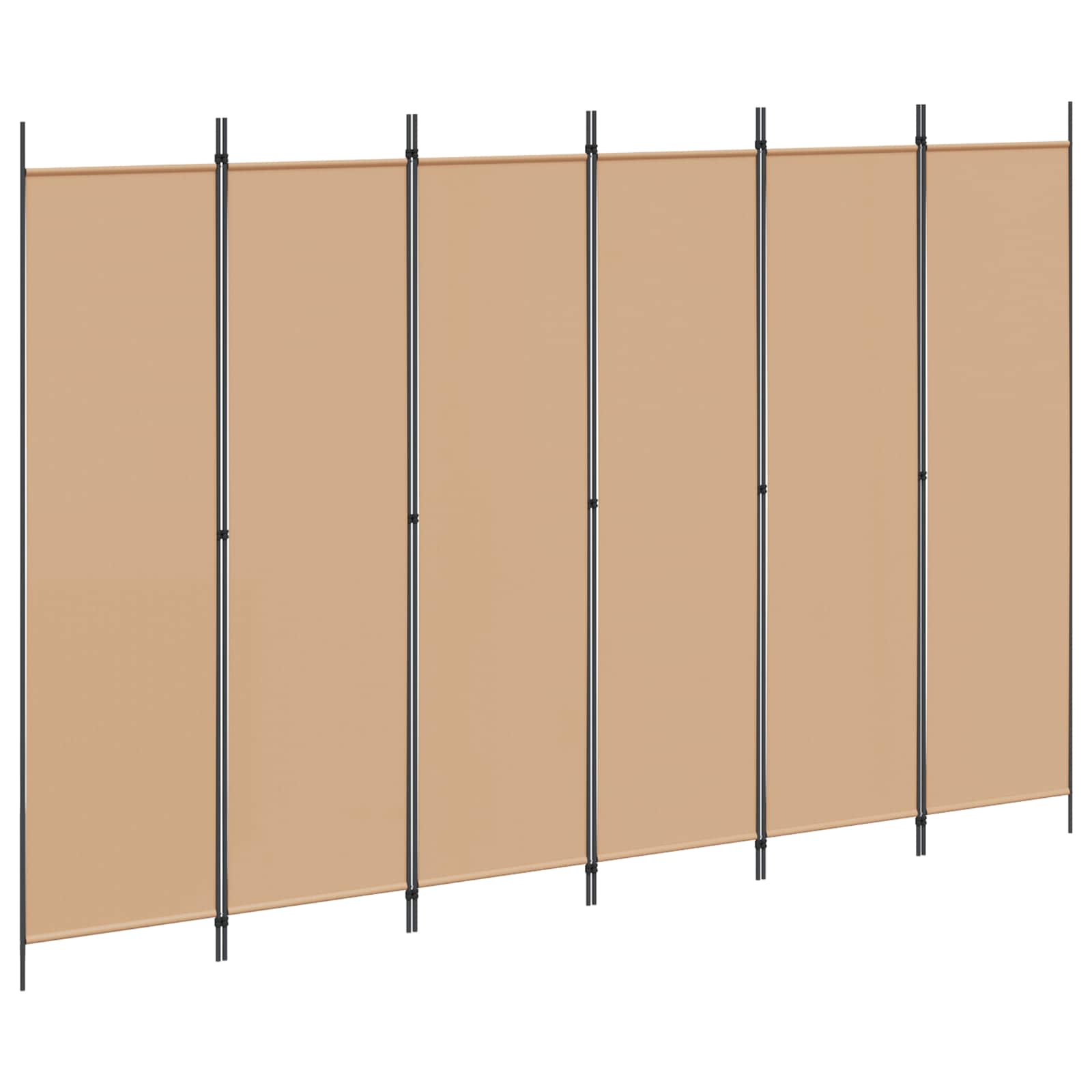 6-teiliger Raumtrenner Beige 300 x 200 cm Stoff