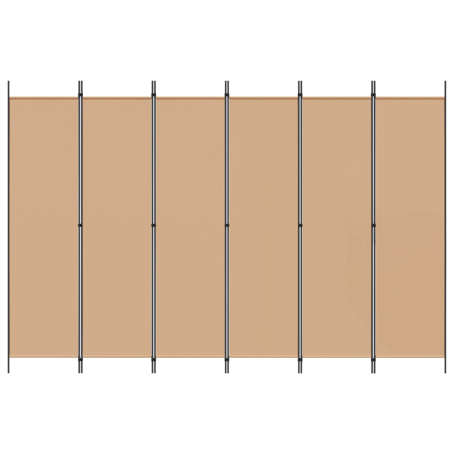 6-teiliger Raumtrenner Beige 300 x 200 cm Stoff