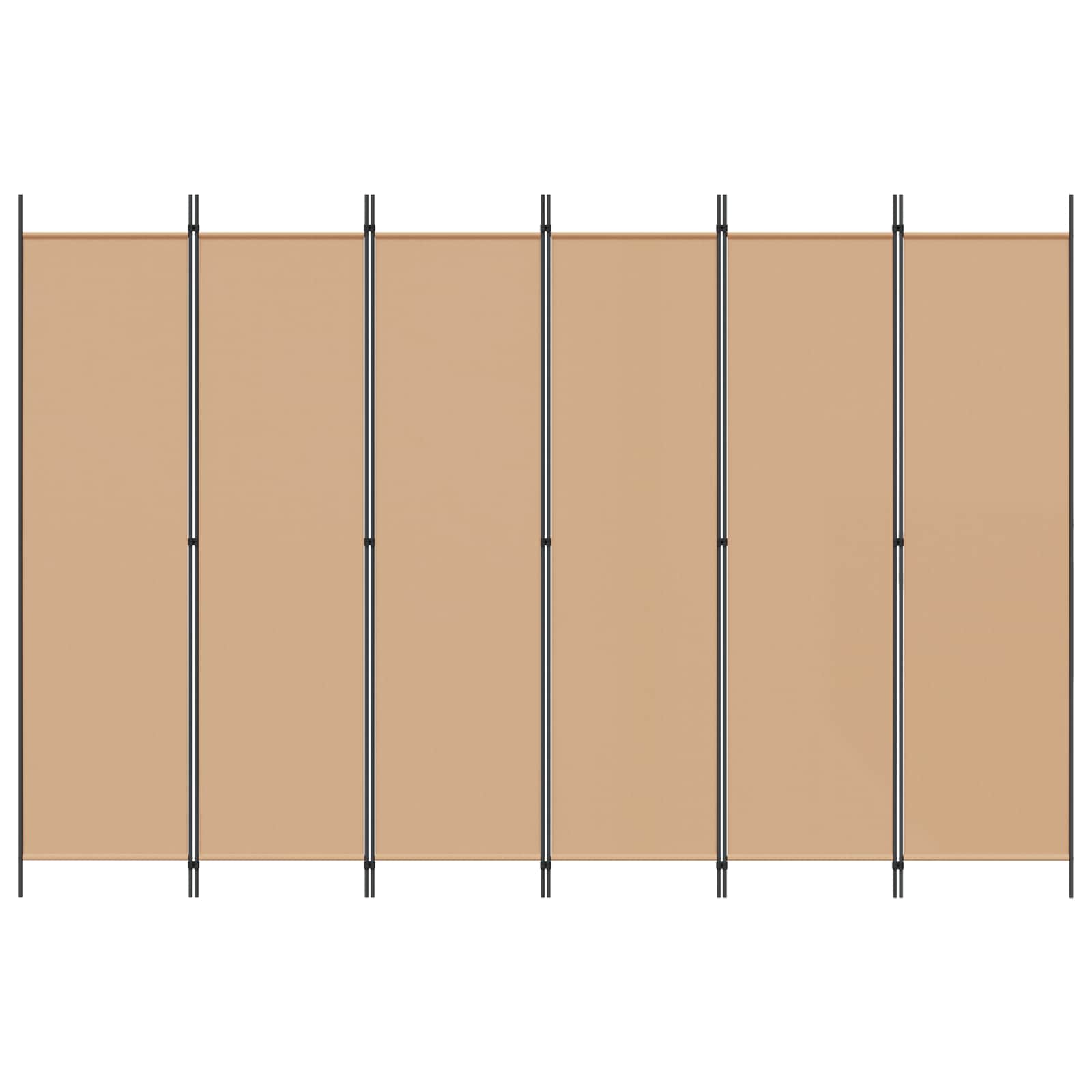 6-teiliger Raumtrenner Beige 300 x 200 cm Stoff