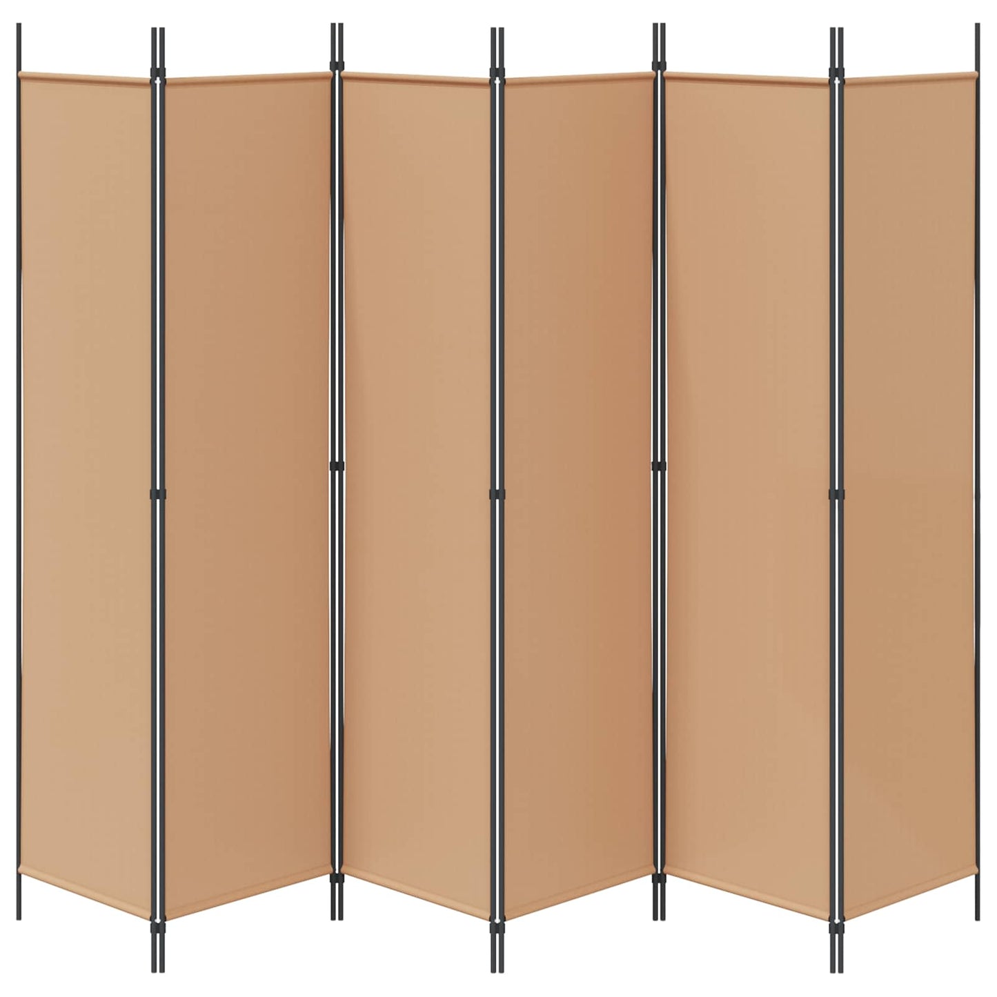 6-teiliger Raumtrenner Beige 300 x 200 cm Stoff