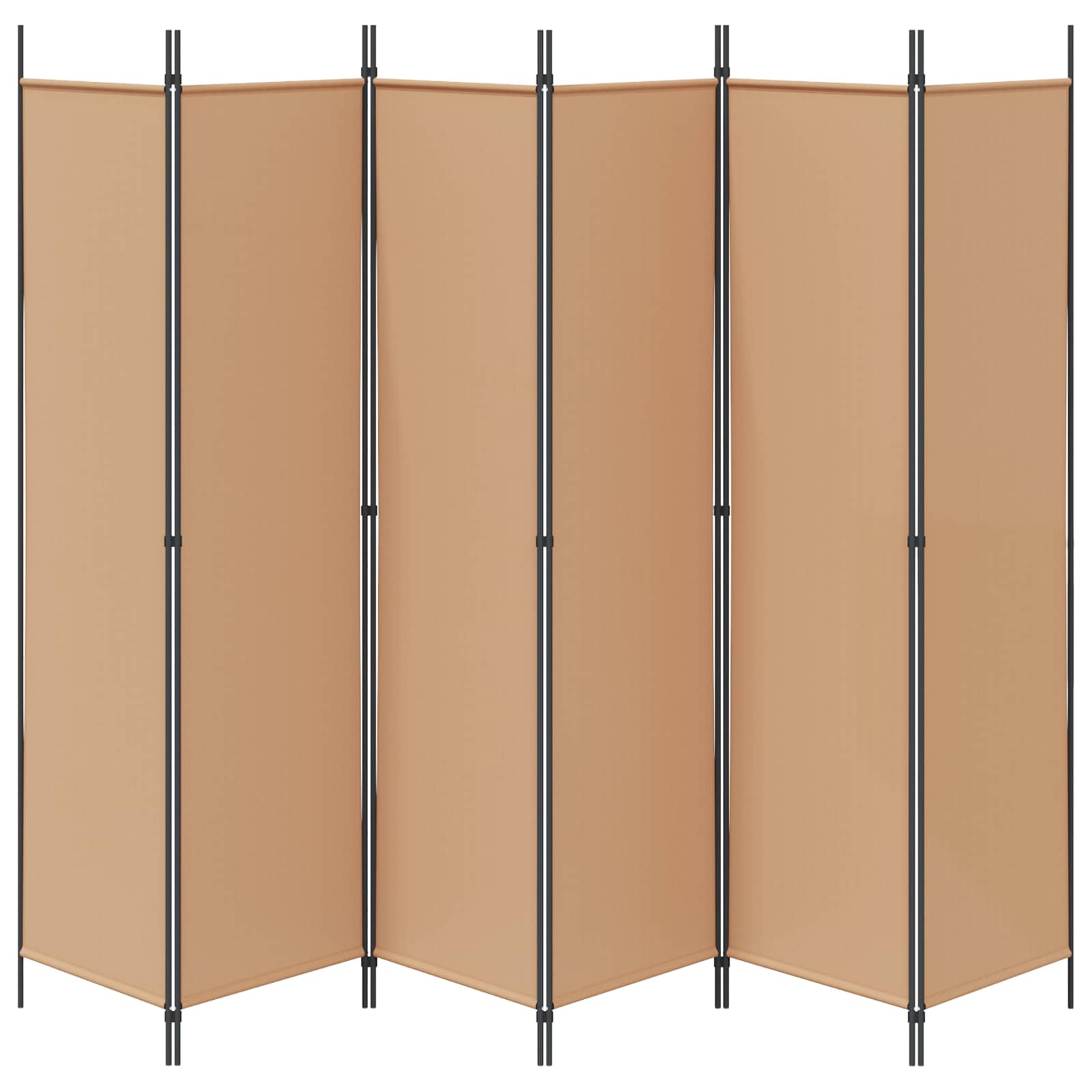 6-teiliger Raumtrenner Beige 300 x 200 cm Stoff