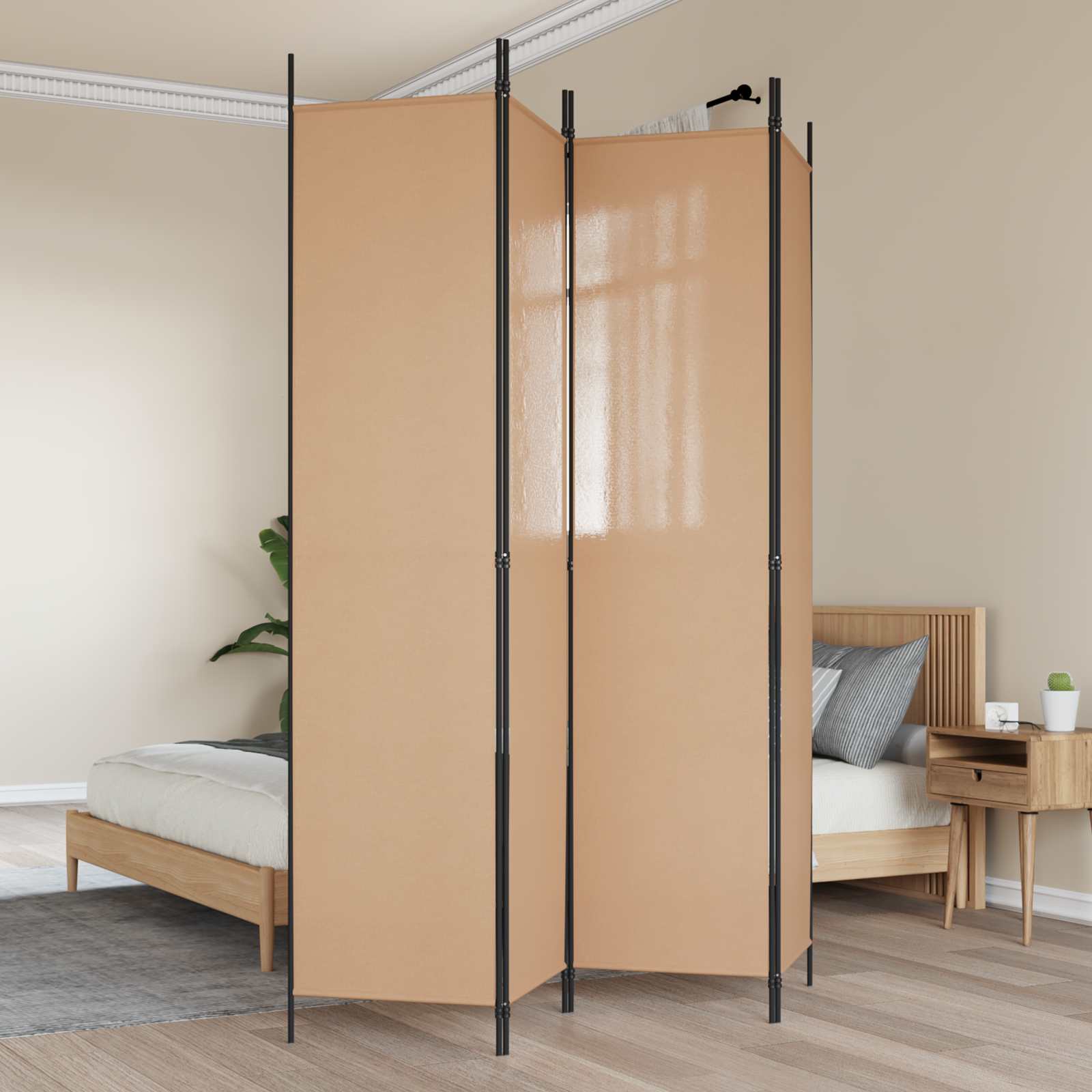 Raumteiler Beige 200 x 220 cm Stoff
