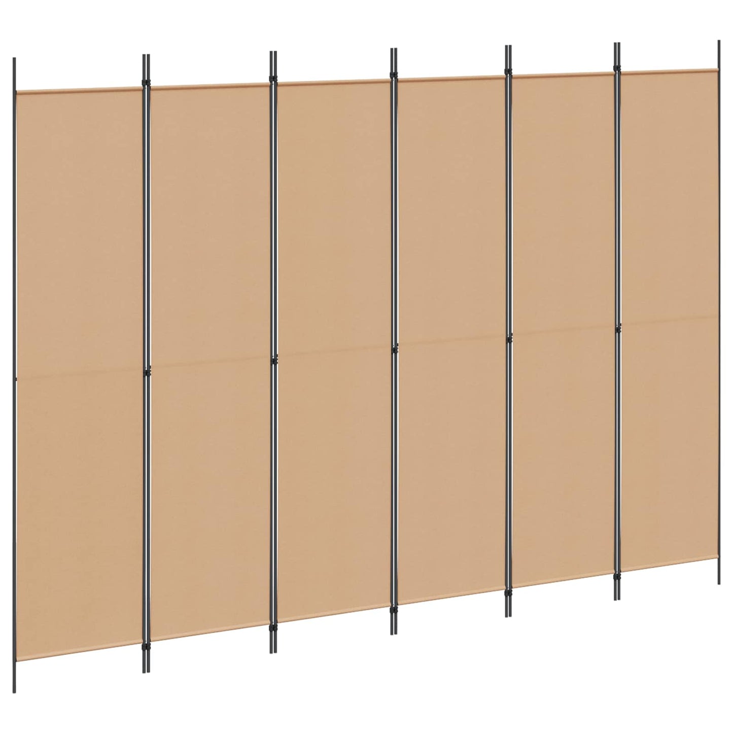 6-teiliger Raumtrenner Beige 300 x 220 cm Stoff