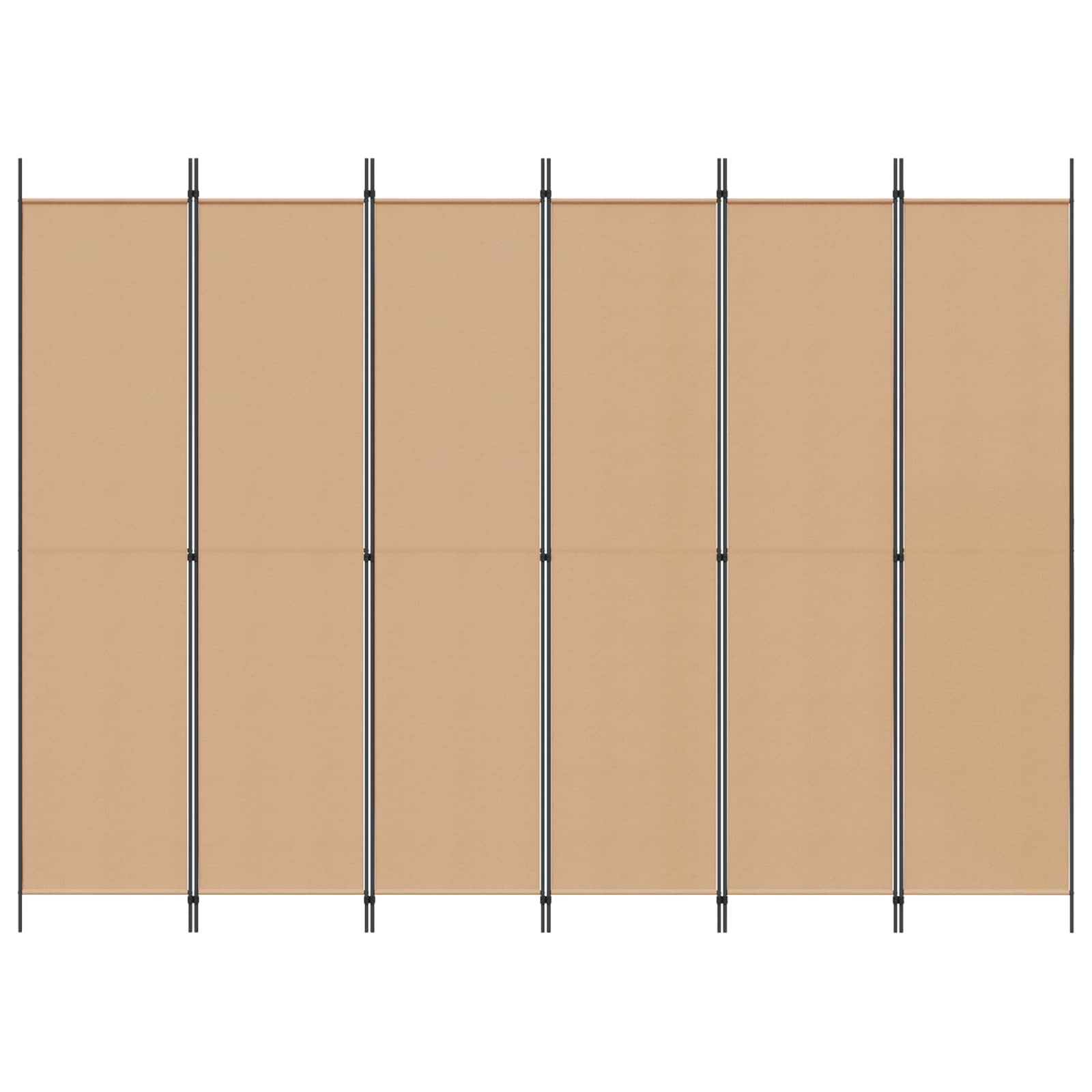 6-teiliger Raumtrenner Beige 300 x 220 cm Stoff